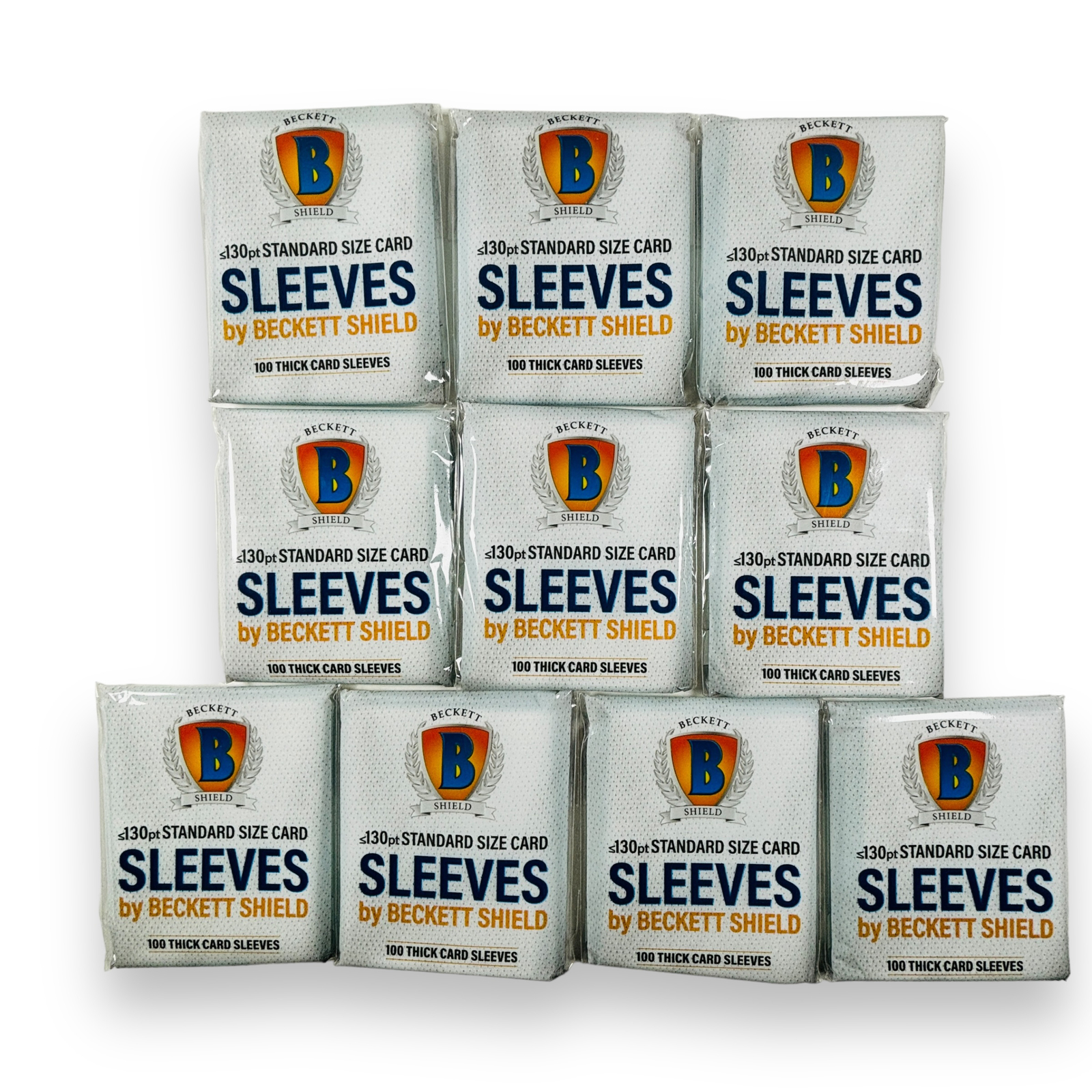 1000 Beckett Shield Standard Sleeves for Thick Cards up to 130pt~10 Packs of 100