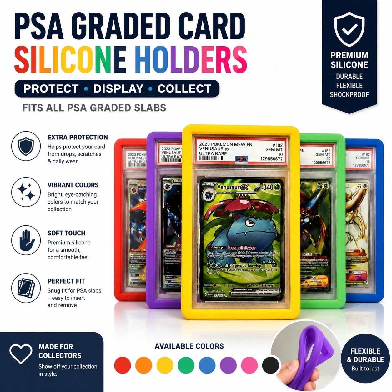 PSA Graded Card Slab Protector Silicone Bumper Case Guard Sleeve Pokemon Sports
