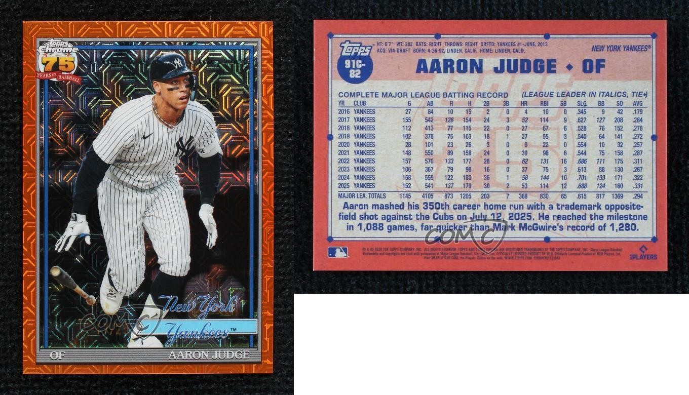 2026 Topps Series 1 Orange Refractor 17/25 Aaron Judge #91C-82 16rf