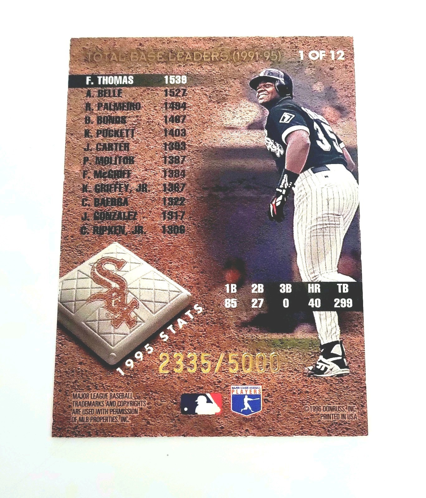 1996 Leaf Total Bases # 1 Frank Thomas /5000 Chicago White Sox 1 of 12