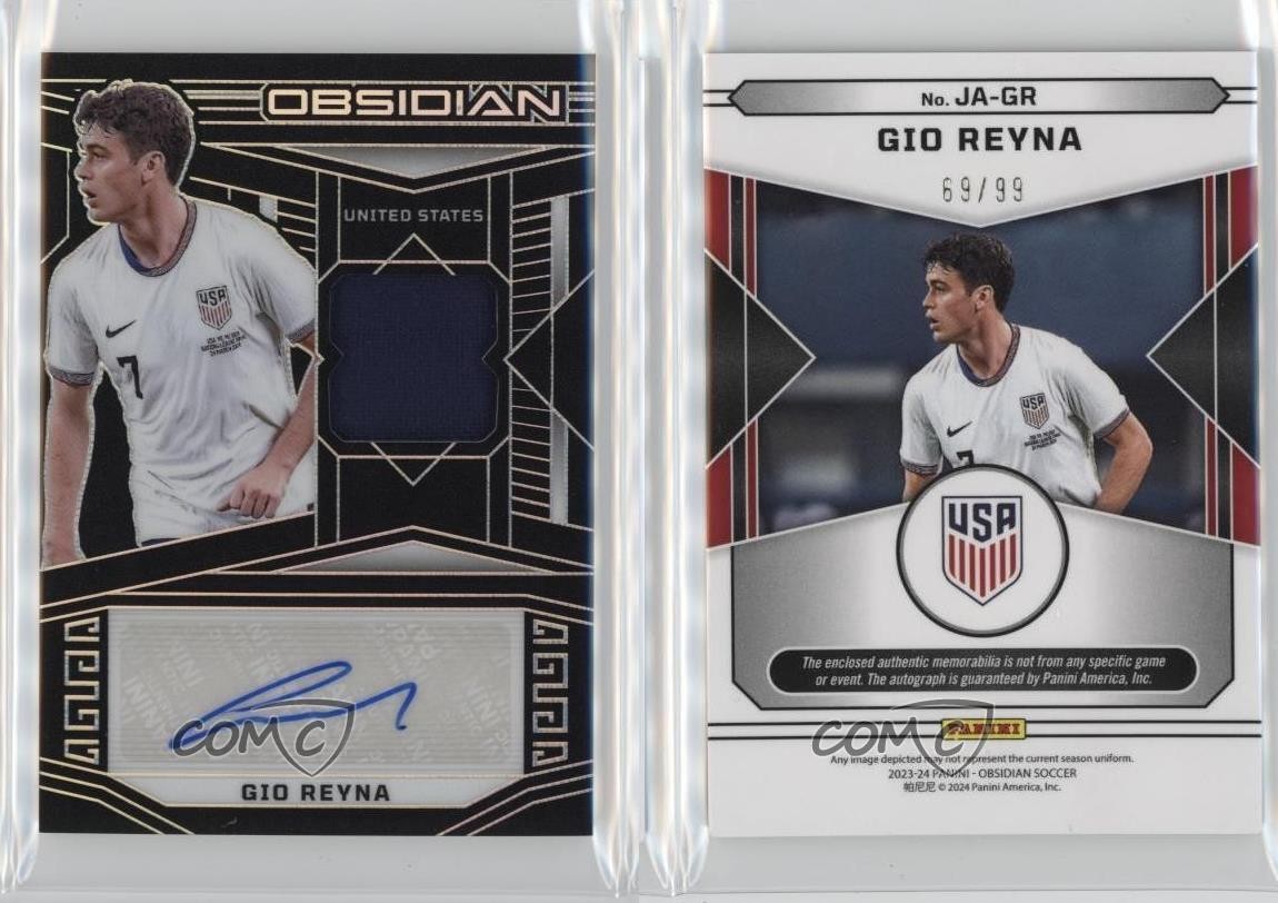 2023-24 Panini Obsidian Jersey 69/99 Giovanni Reyna Gio Reyna #JA-GR Auto ux8