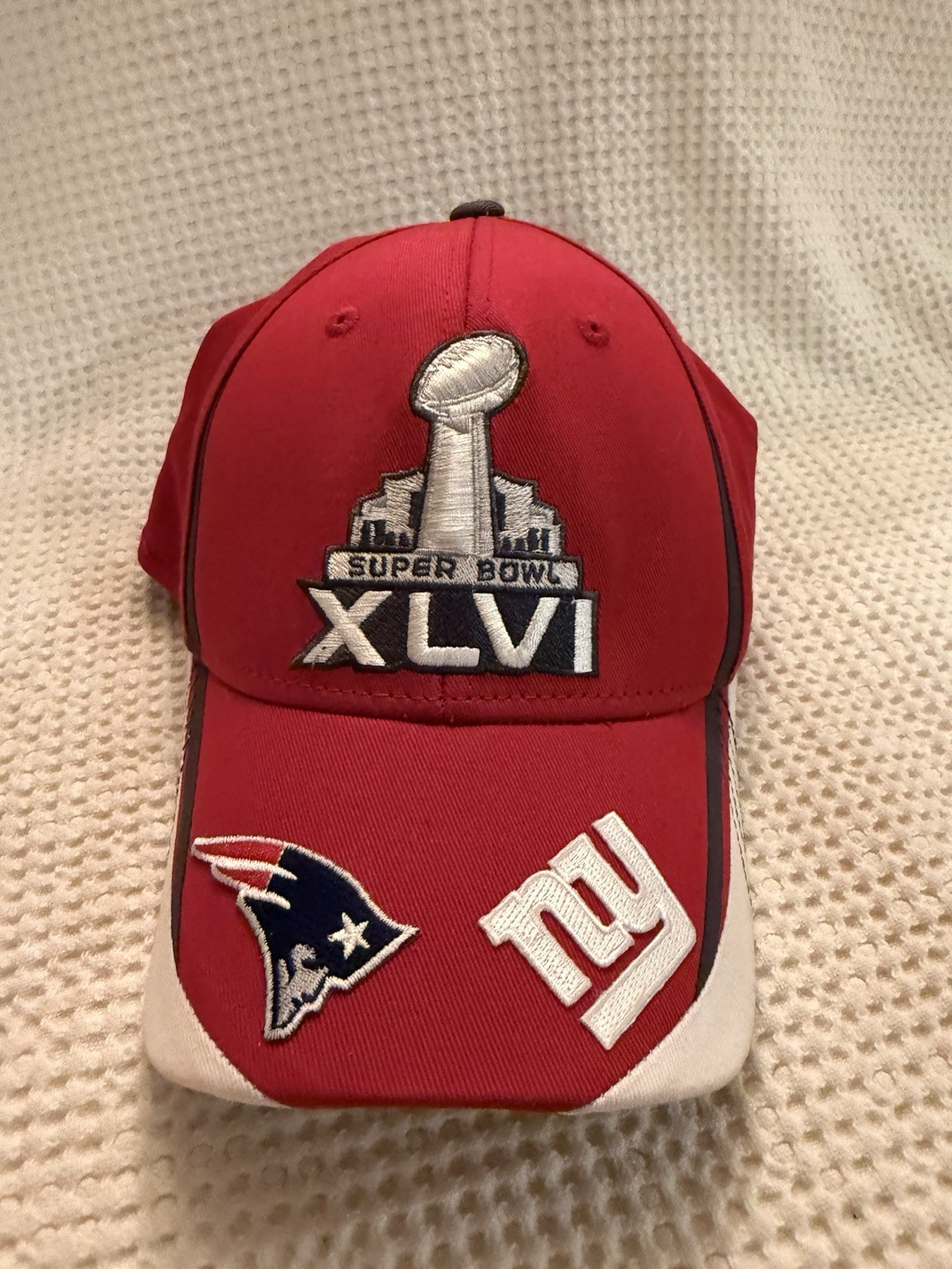 Reebok Super Bowl XLVI Indianapolis cap Hat Lombardi Trophy NFL Giants Patriots