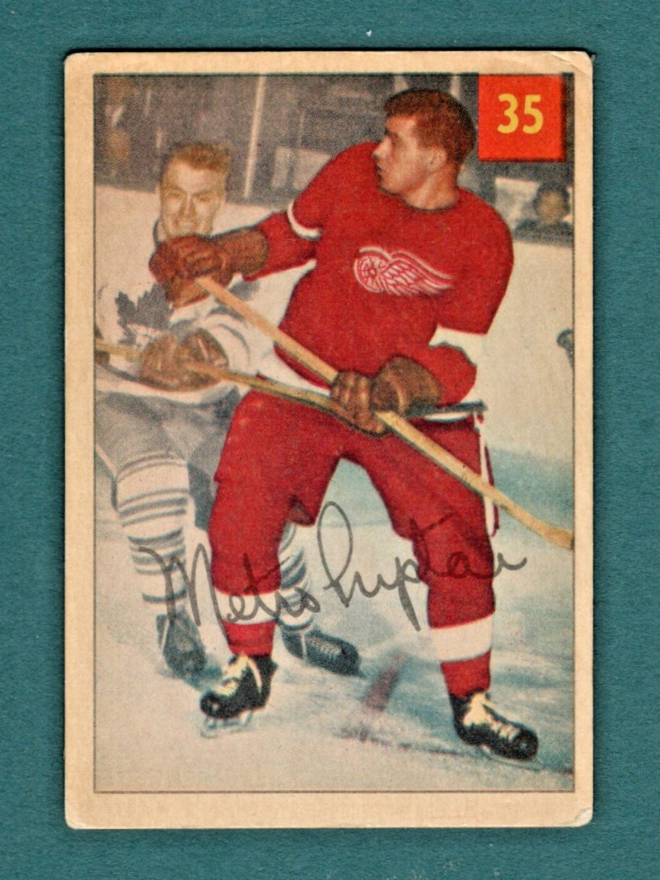 1954-55 Parkhurst Hockey Metro Prystai #35 – LUCKY PREMIUM BACK ** VG**
