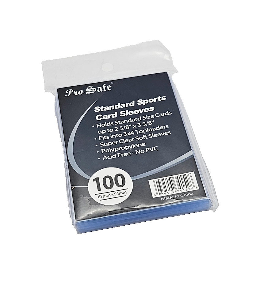 (100-Pack) Pro-Safe Standard Sports Card Sleeves – Fits Toploaders – Clear Poly