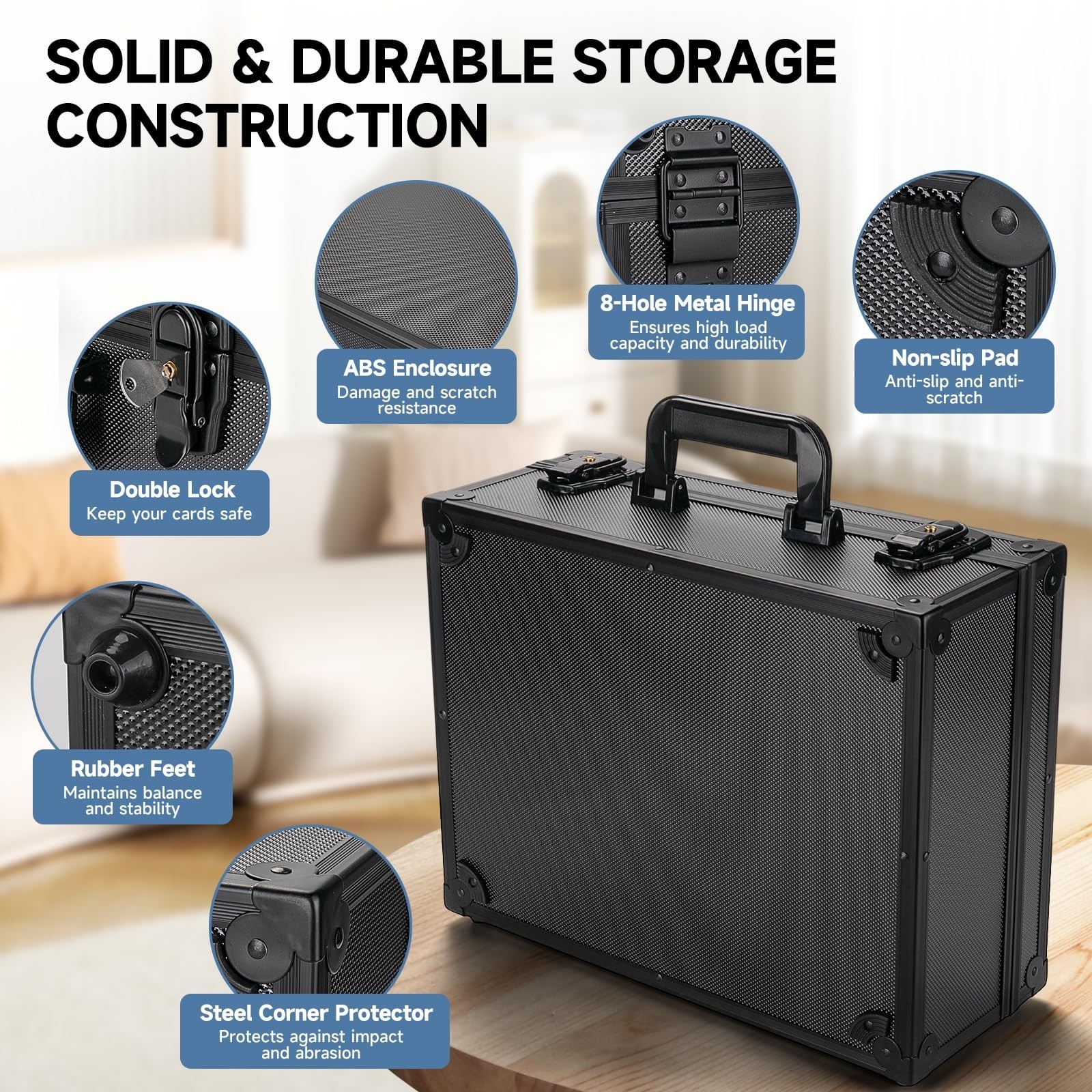 Large Capacity Trading Card Storage Box for 600+ 3″ x 4″ Toploaders, Hard Case w