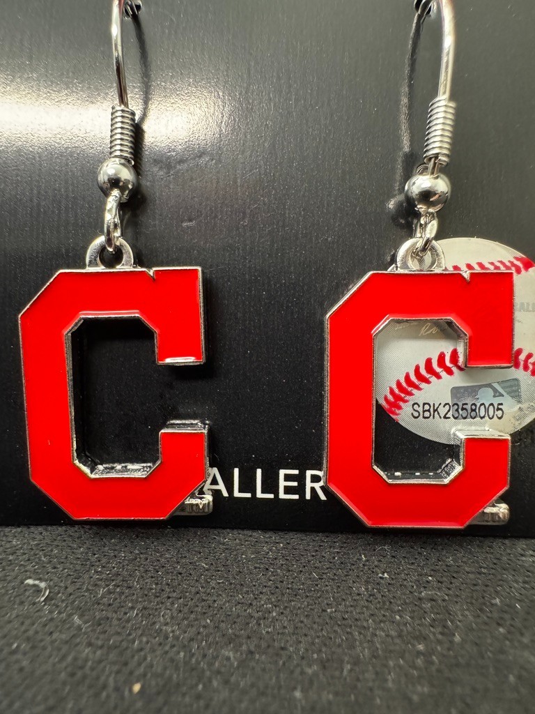 MLB Cleveland Guardians Dangle Logo Earrings Hypo Allergenic Indians