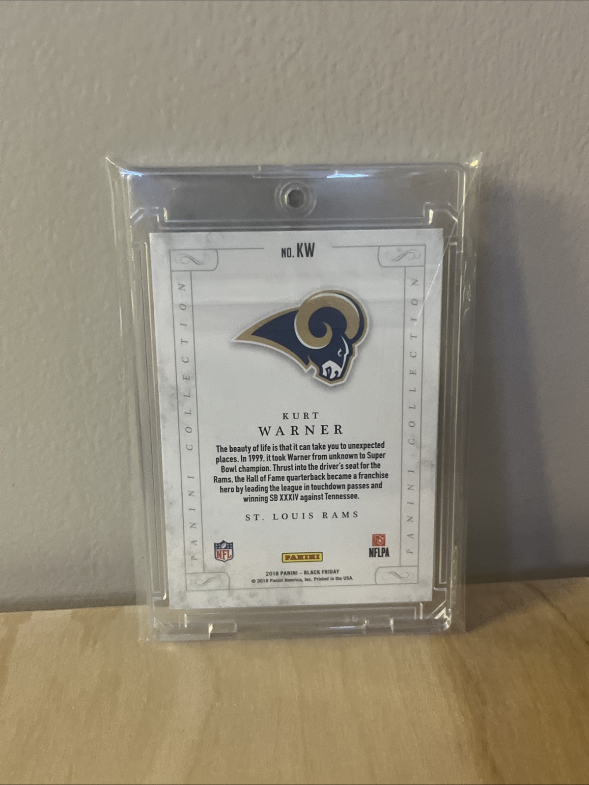 2018 Panini Black Friday – Panini Collection Kurt Warner #KW Cracked Ice 1/1