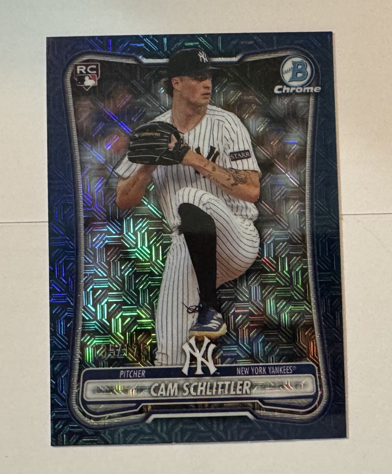 2026 Bowman Mega Box Cam Schlittler #53 Chrome Navy Mojo Refractor /175 RC