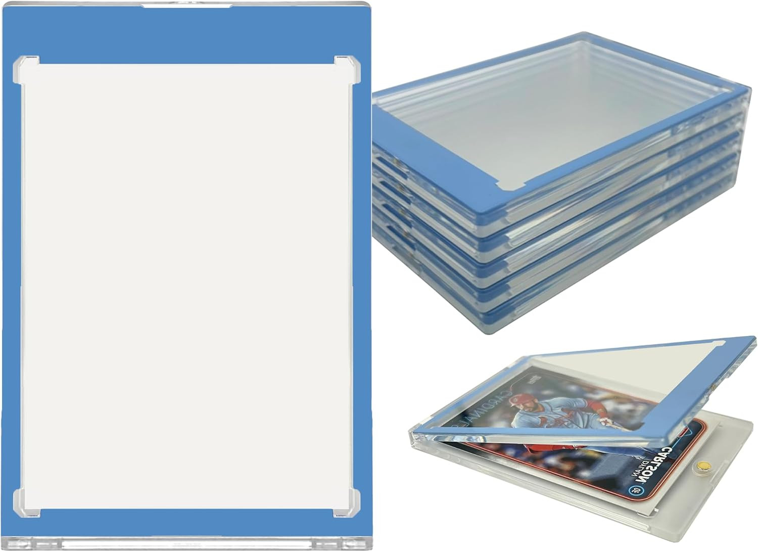 Light Blue Border Magnetic Card Holder One Touch Case – 35PT – 5 Pack