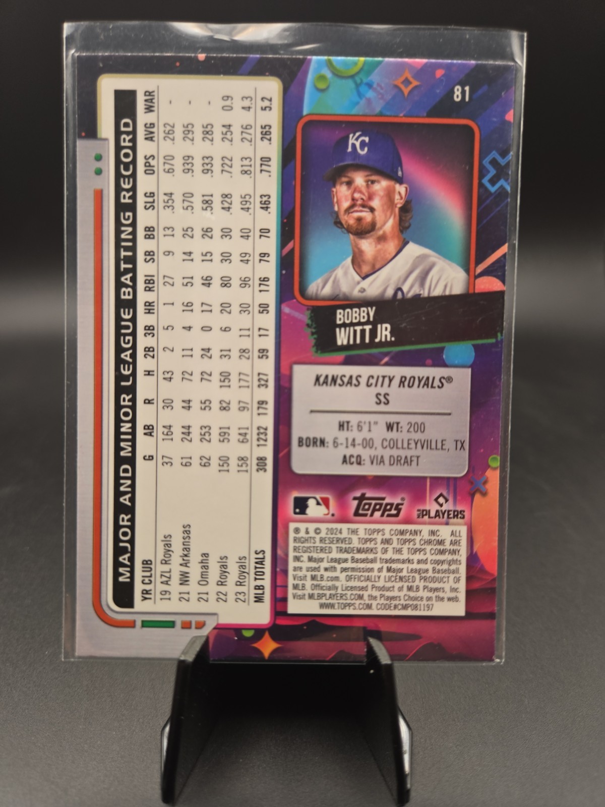 2024 Topps Cosmic Chrome Baseball – Bobby Witt Jr. Refractor #81