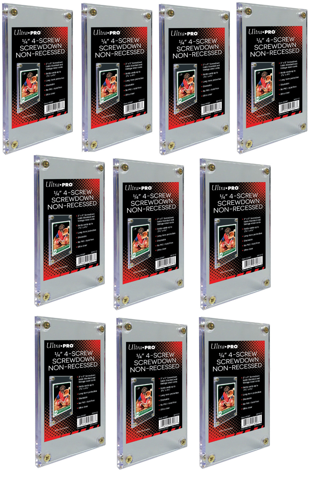 (10-Pack) Ultra Pro 4-Screw-Down Card Holder Regular Non-Recessed Screwdown