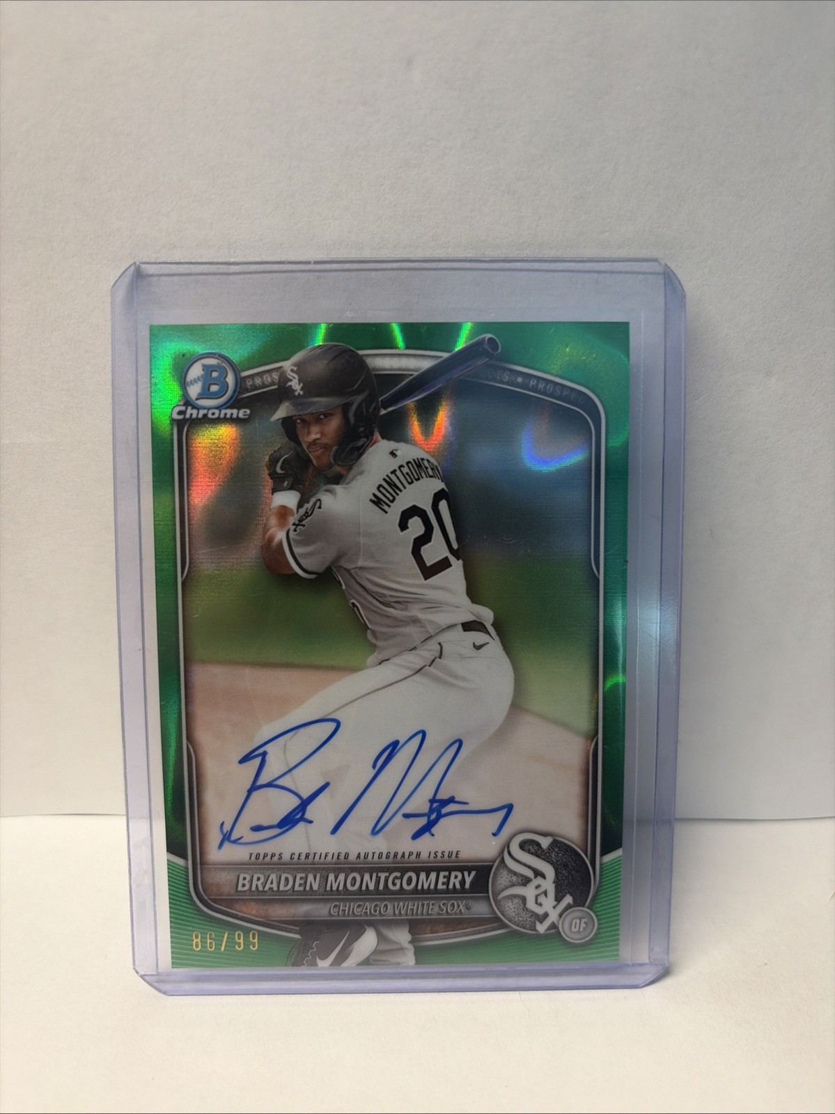 2025 Bowman – Chrome Autographs Braden Montgomery Green Lava Refractor /99