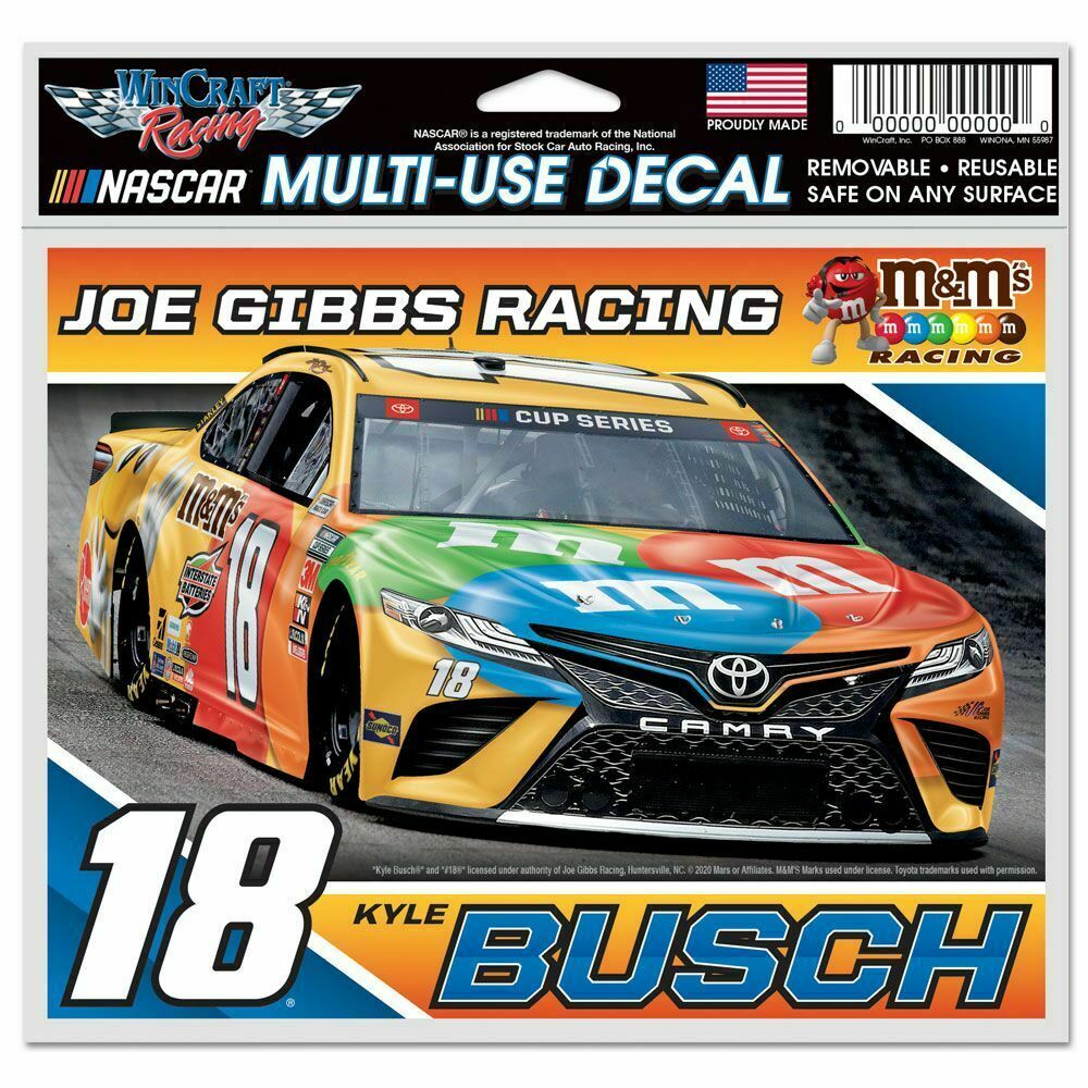 KYLE BUSCH #18 M&M’S 4.5″ X 6″ MULTI-USE REUSABLE DECAL MADE IN THE USA