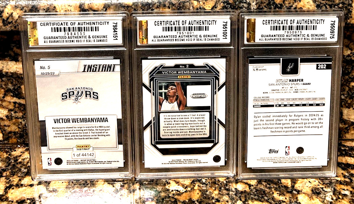 3” VICTOR WEMBANYAMA/Dylan Harper Panini/Topps/Prizm Graded Gem-Mt 10 ROOKIE Lot