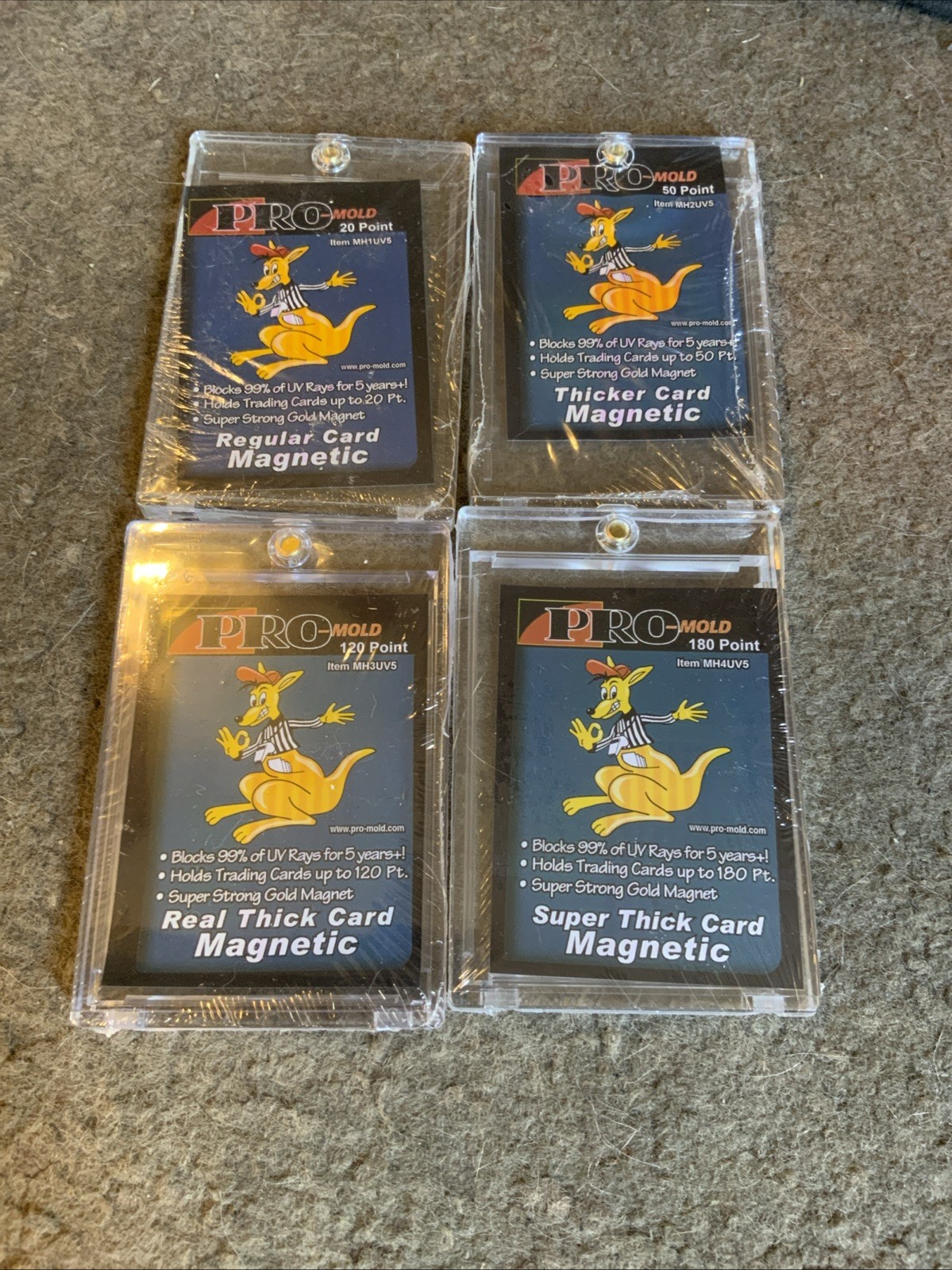 Lot Of 4 Magnetic Trading Card Holder Case 20pt, 50pt, 120pt, & 180pt New