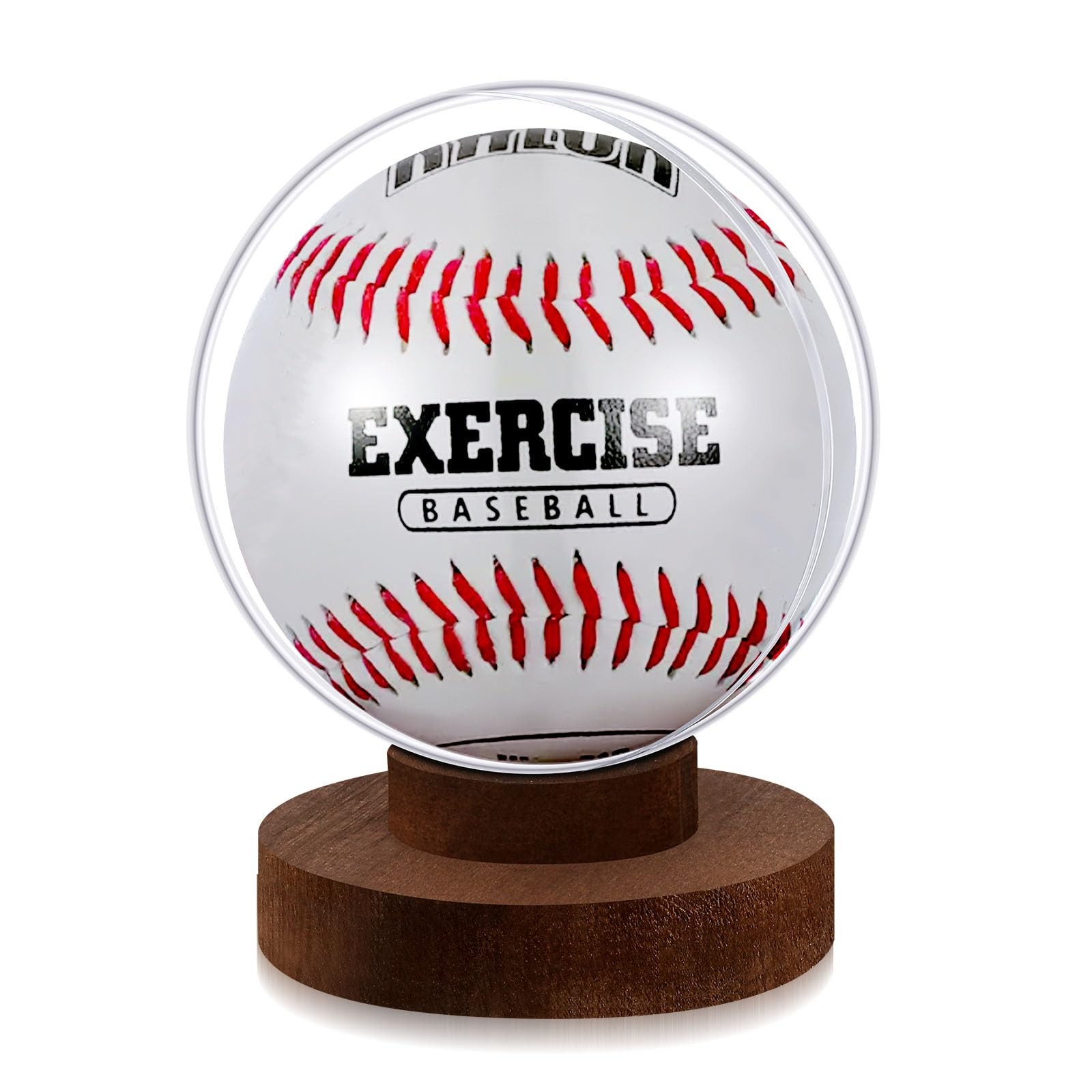 1 Set Baseball Display Case Wood Base Baseball Holder Stand Box Round Clear B…