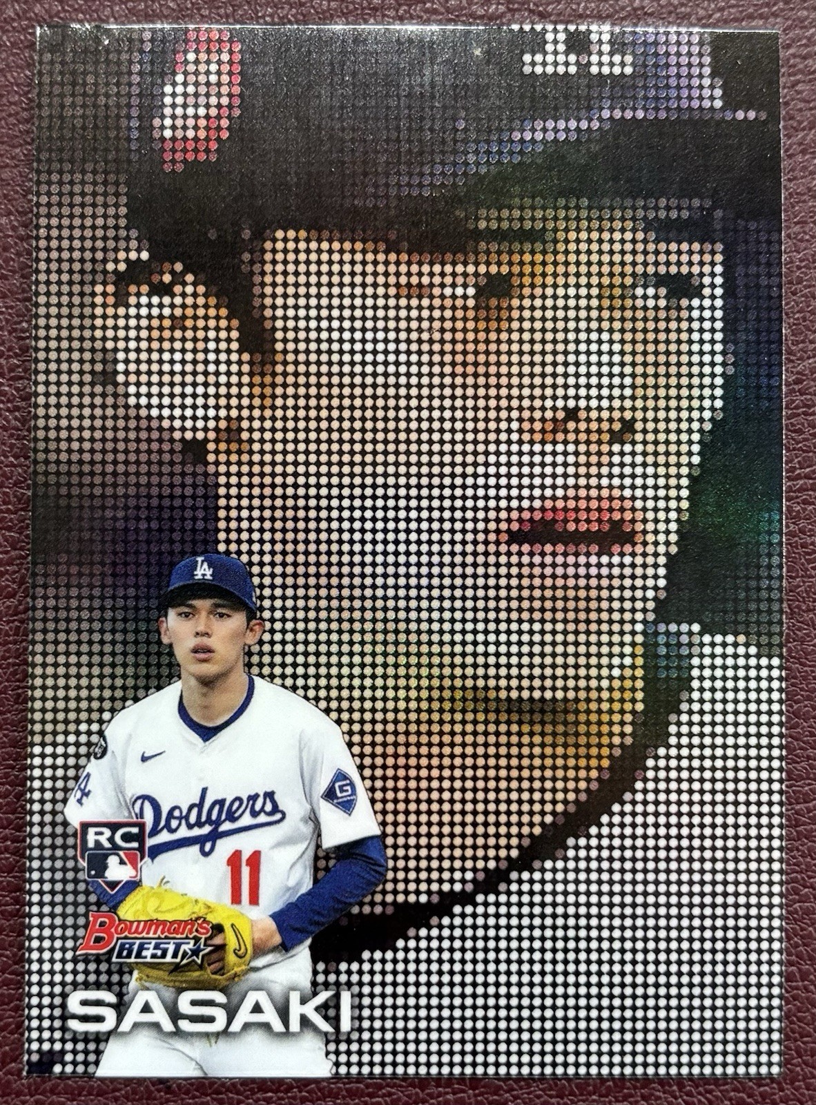 Roki Sasaki 2025 Bowman’s Best Pixel Portraits Refractor LA Dodgers Rookie RC