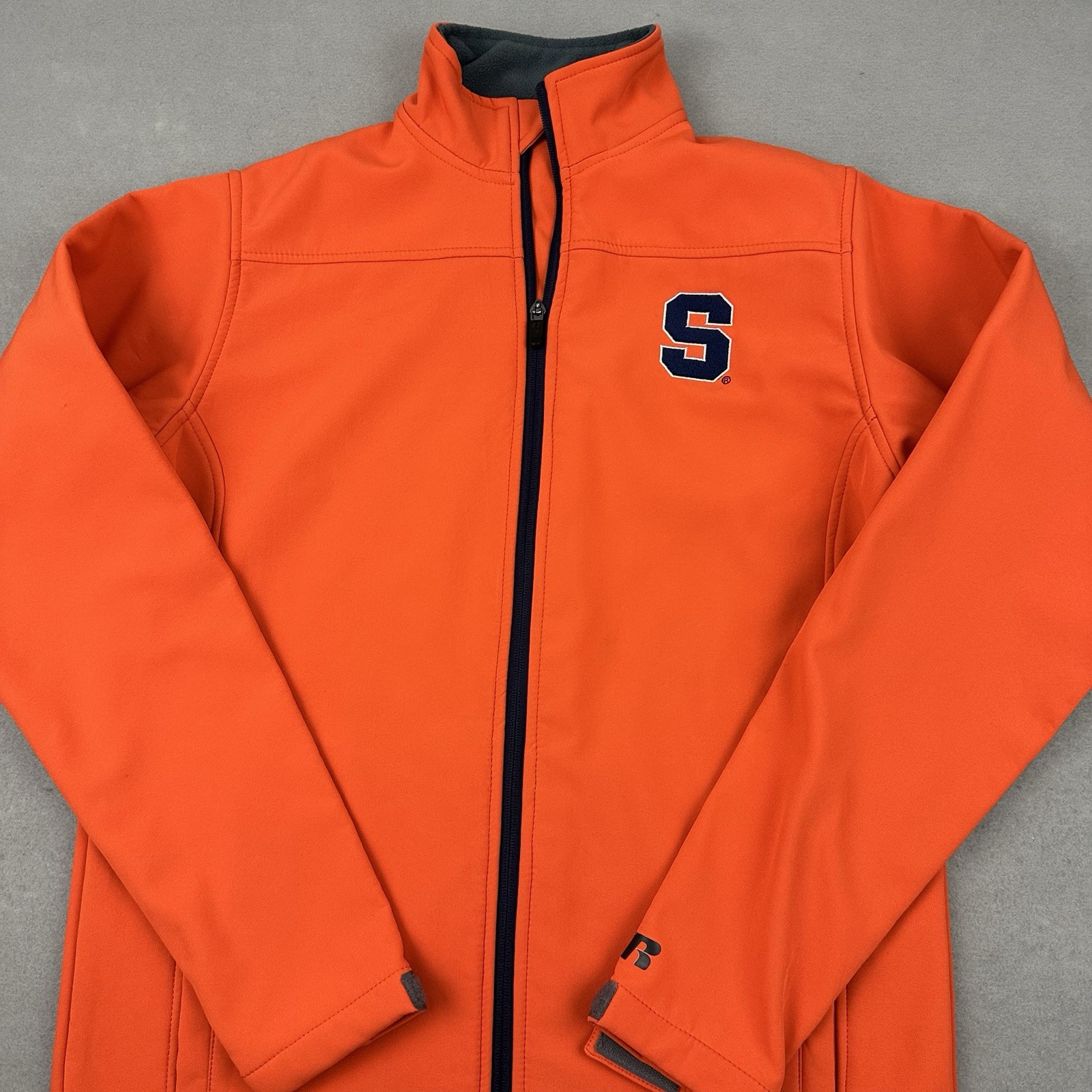 Syracuse Orange Jacket Men Small Orange Solid Full Zip Windbreaker Russell NCAA