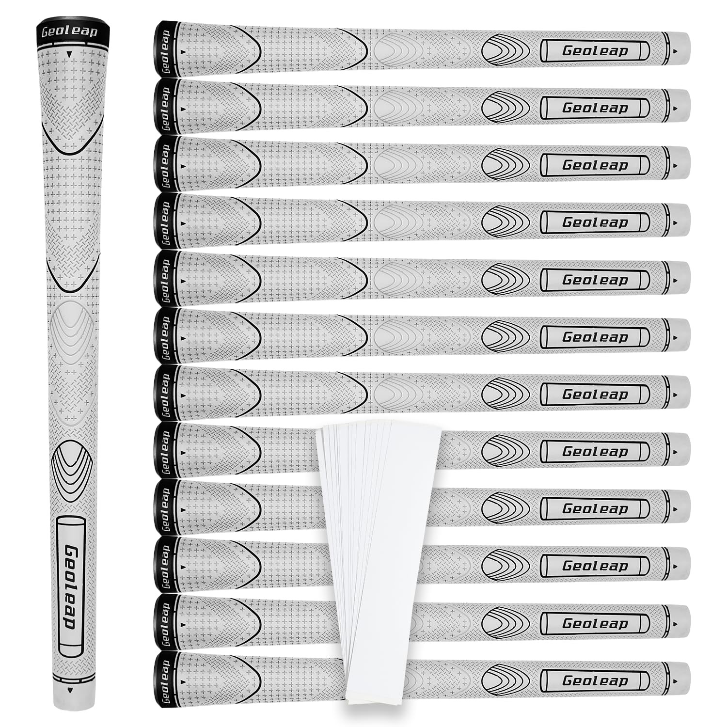 Geoleap Rubber Golf Midsize, White-Classic( 13 Grips Only with 15 Tapes)