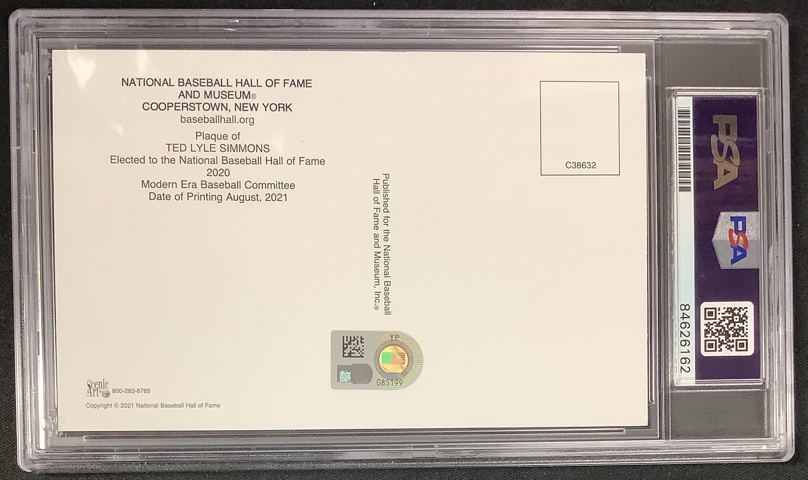 Ted Simmons Signed Gold HOF Plaque Postcard Yellow PSA/DNA Auto Gem 10 TB