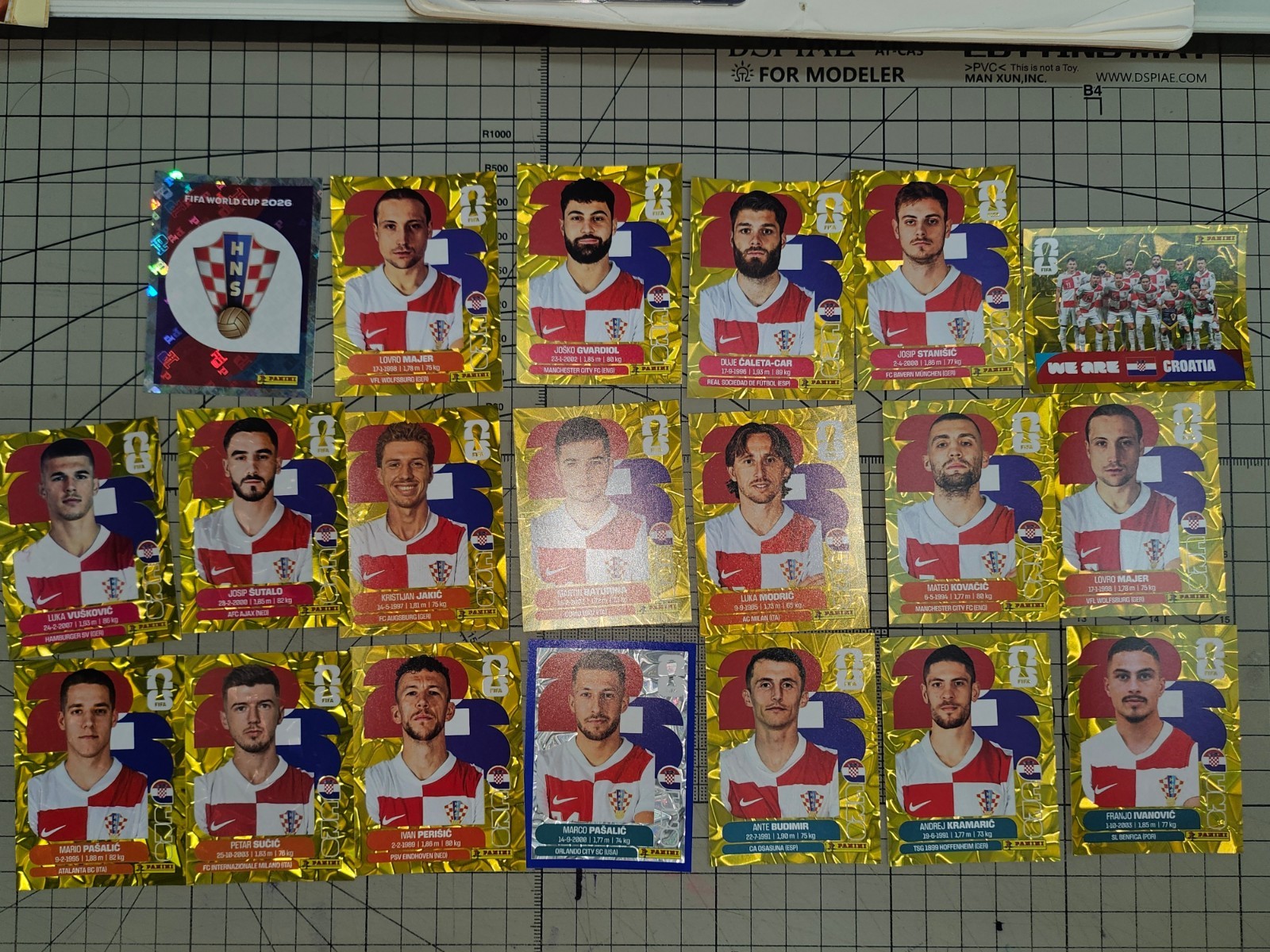 2026 Panini FIFA World Cup Sticker Croatia Full Team foil GOLD Crumple set