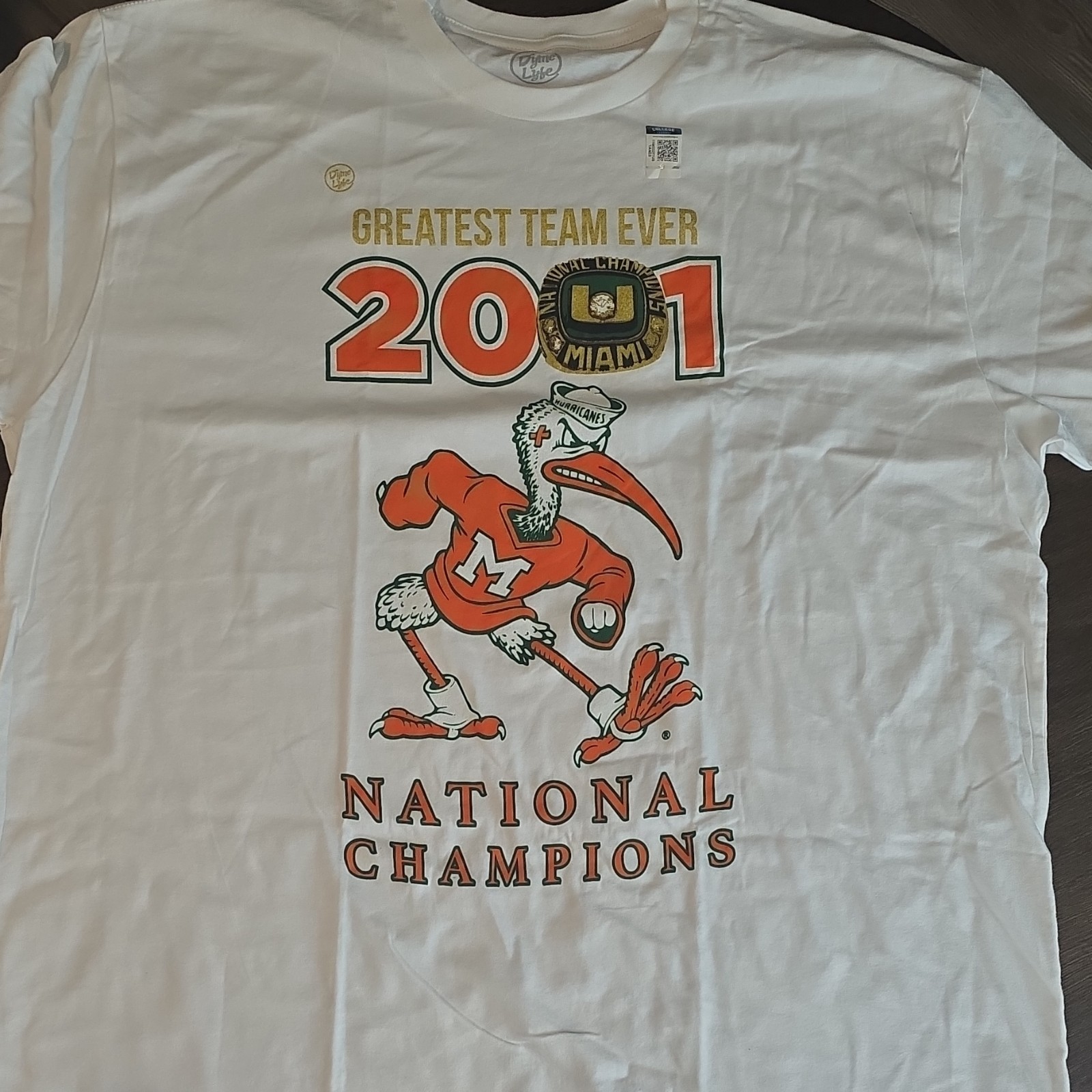 Prime Life Miami Hurricanes 2001 National Champions Shirt 2X White