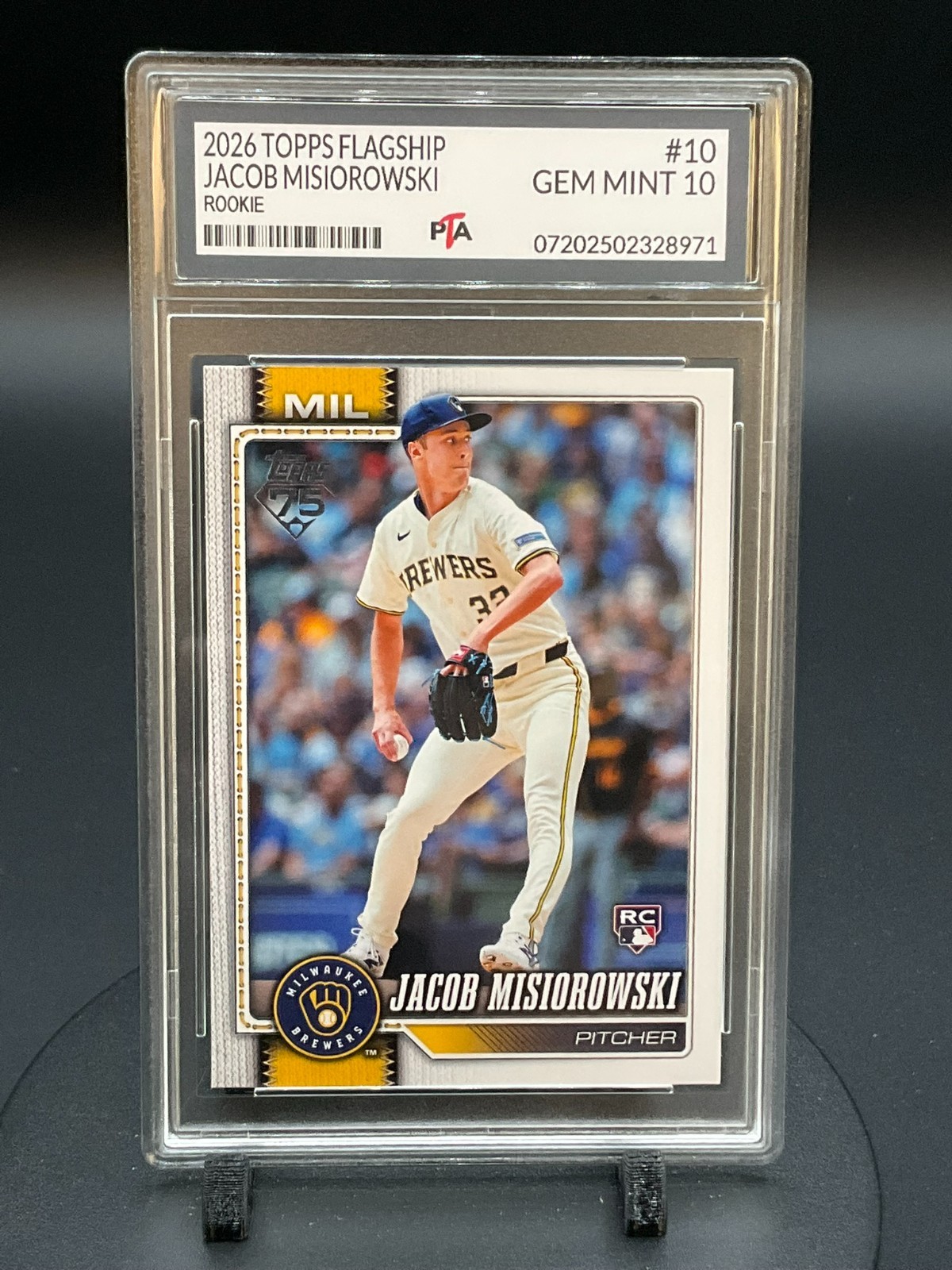 2026 Topps Flagship #10 Jacob Misiorowski Brewers Rookie ~ GEM MINT PTA 10🔥