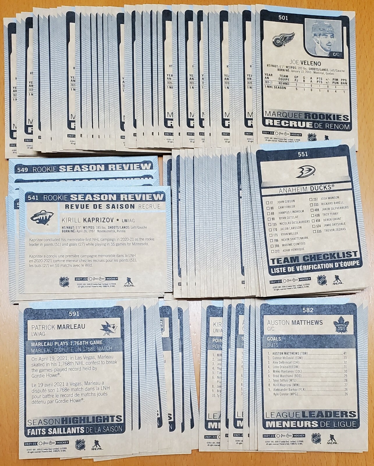 2021/22 O-Pee-Chee Complete 600 Card Complete Set – includes cards #501 thru 600