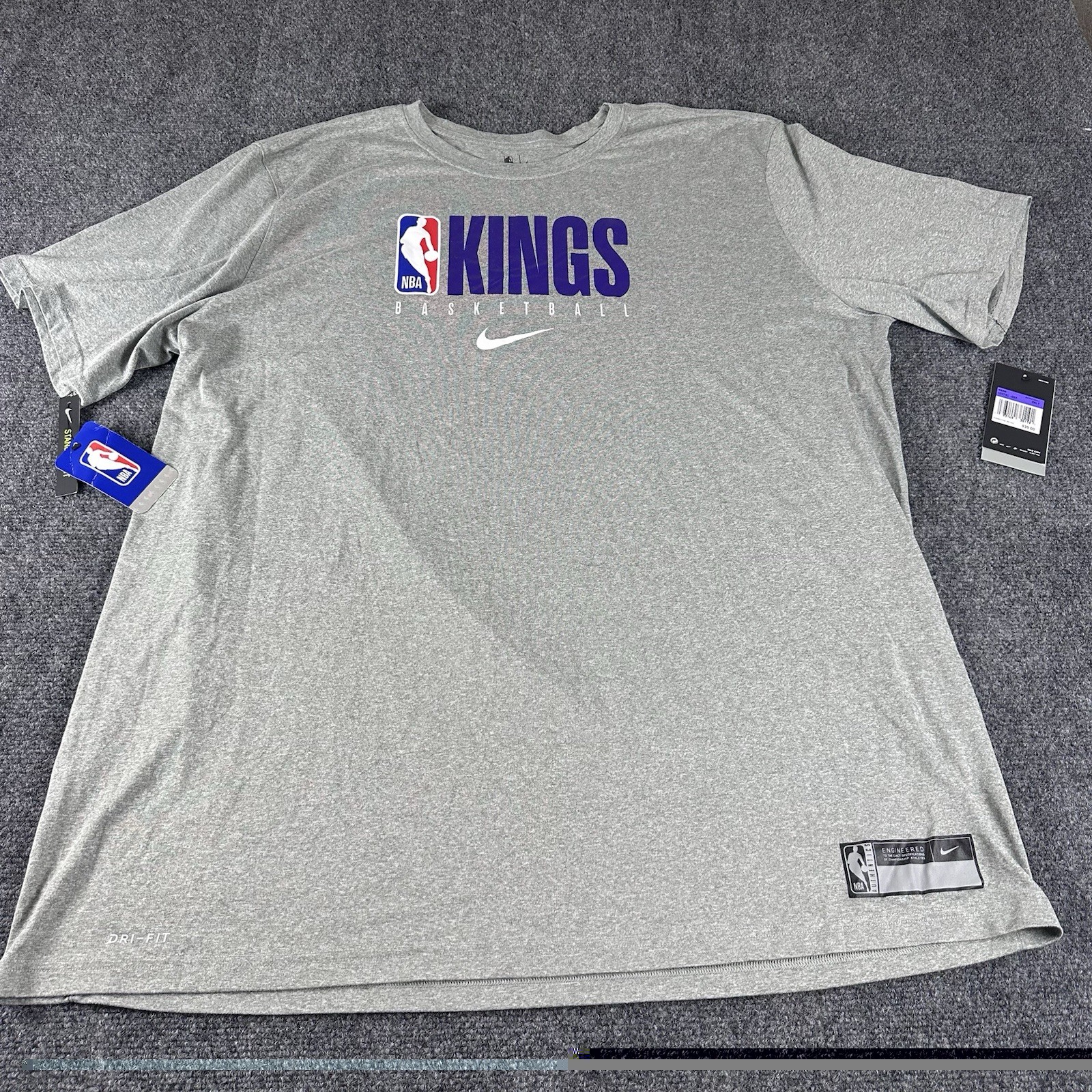 Nike Sacramento Kings Dri-Fit Shirt Mens 3XLT Grey Basketball T-Shirt NWT