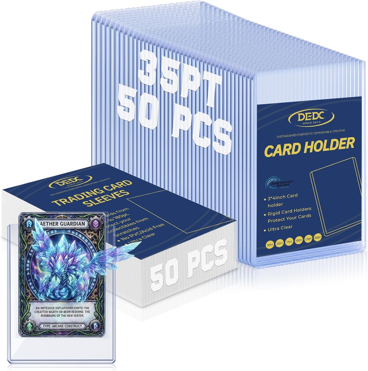 DEDC 100 Top loaders and Soft Penny Sleeves Bundle 3 x 4 Rigid Hard Card Sleeves