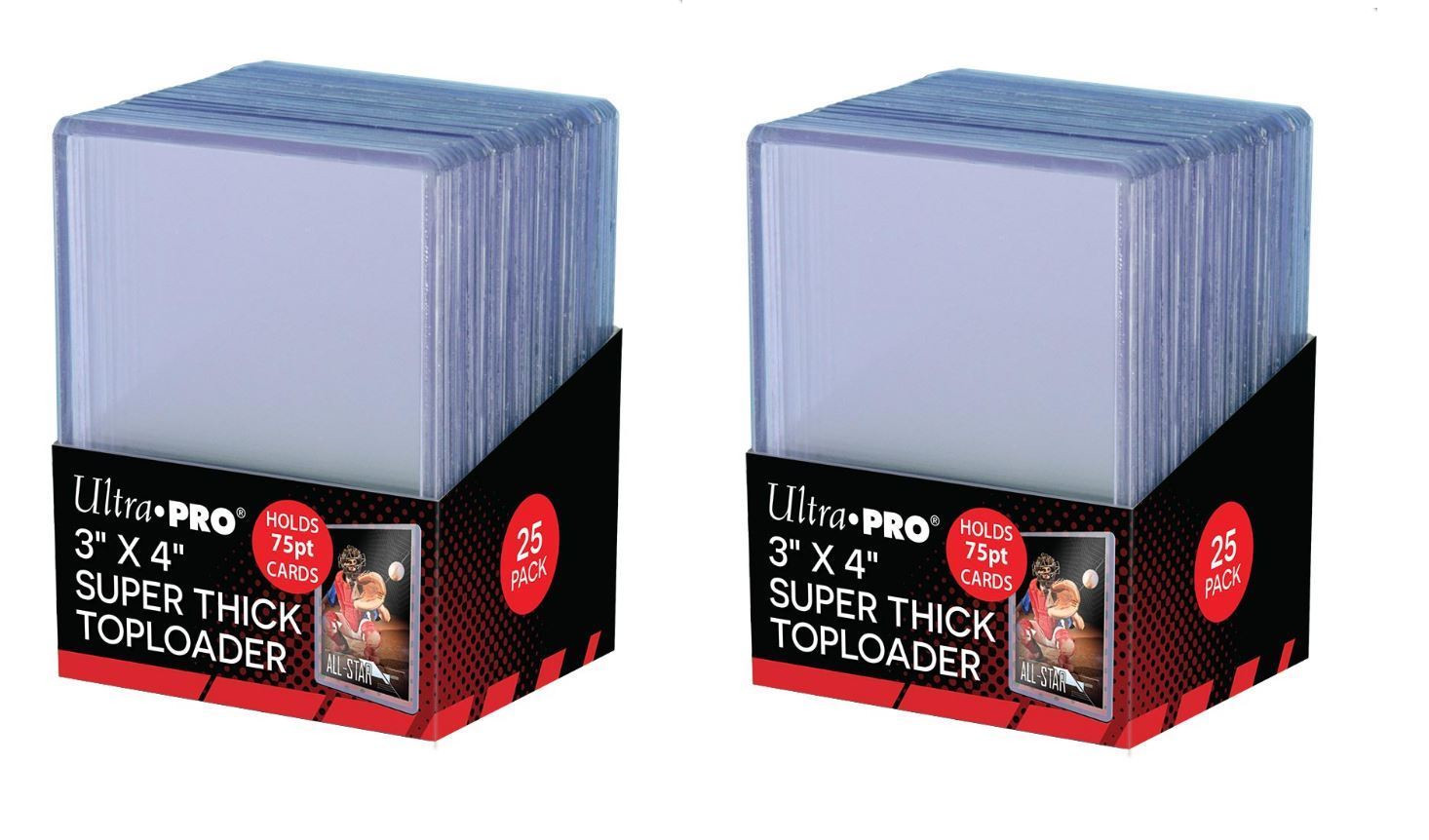 (50 / 2 Packs) Ultra Pro Super Thick 75pt Toploader Card Holders Jersey Patch