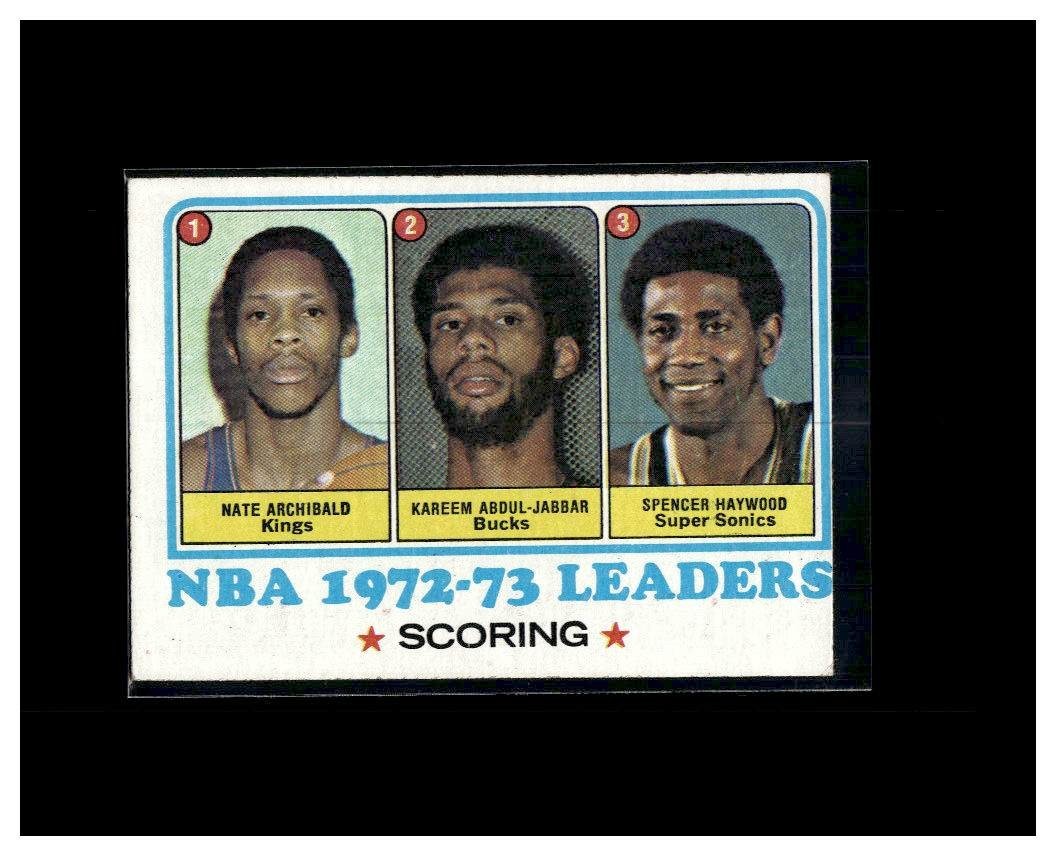 1973-74 Topps League Leaders Kareem Abdul-Jabbar, Tiny Archibald, Haywood EX
