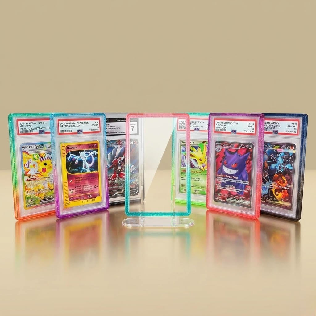 PSA CGC Slab Case Gradient Glitter TPU Hard Back Snap On Protector 10 Colors