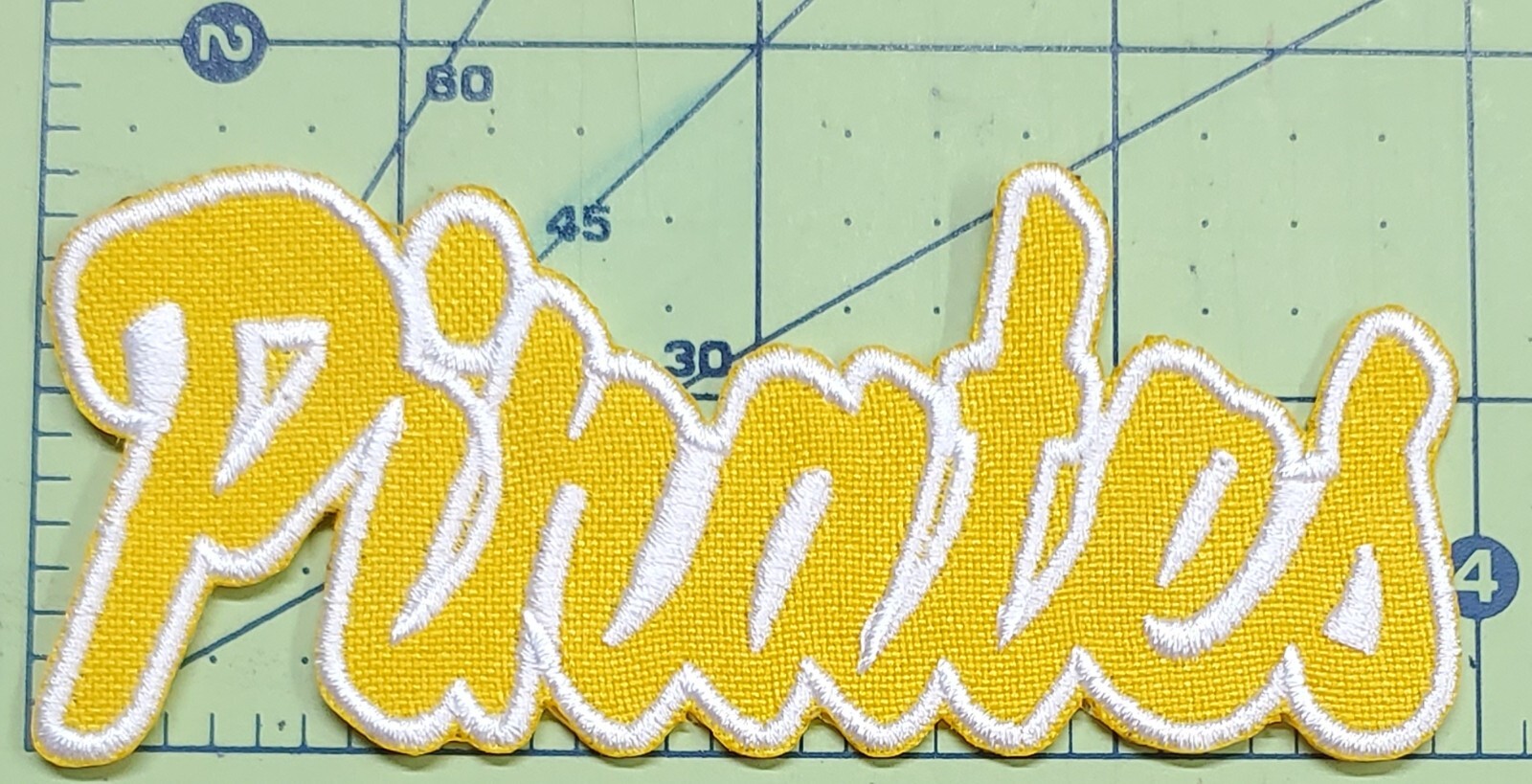Pirates Text Embroidered Applique Iron On Patch Various Sizes Customize