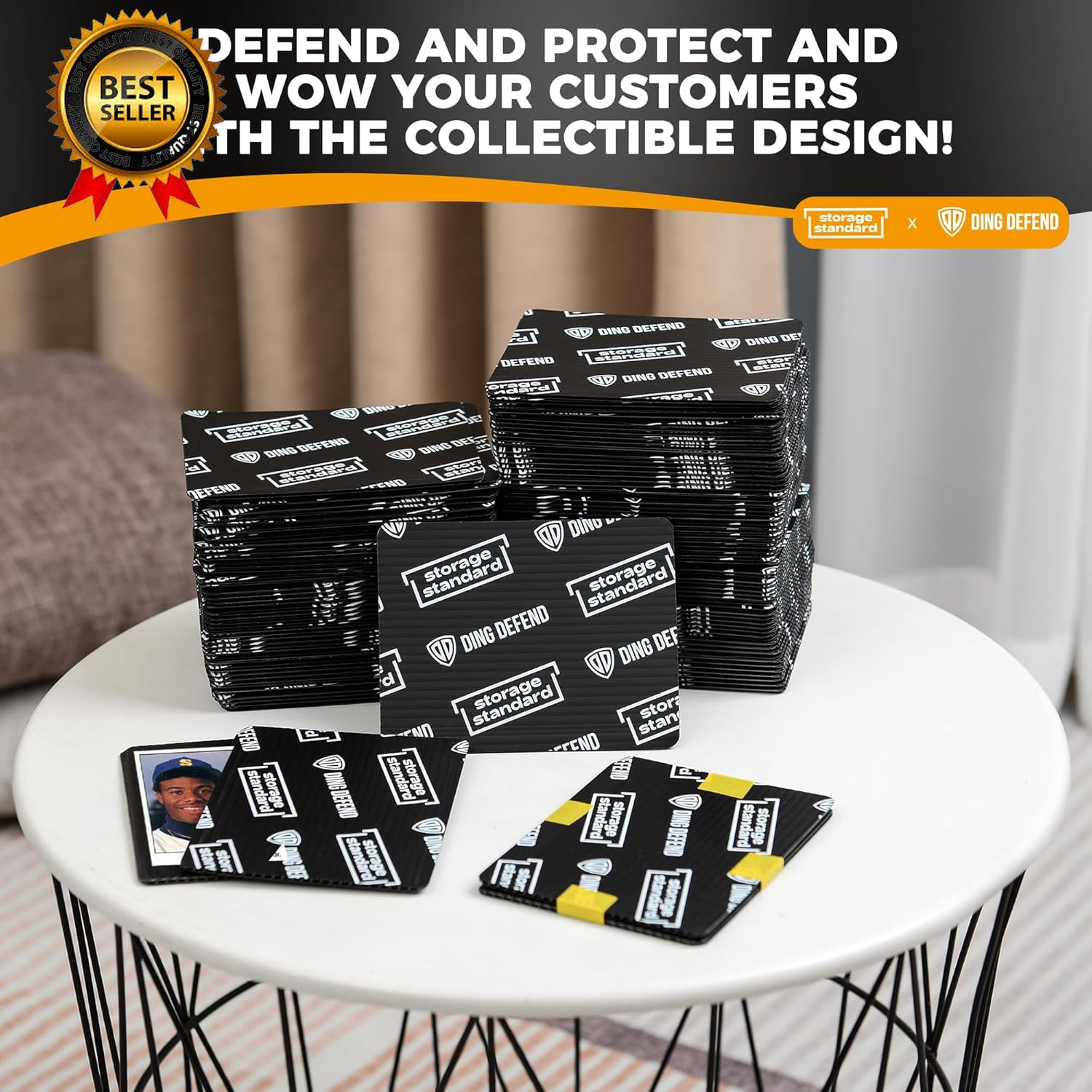 Ding Defend 110-Pack Trading Card Protector Shipping – 3.5 X 4.5 Inch Black Hobb