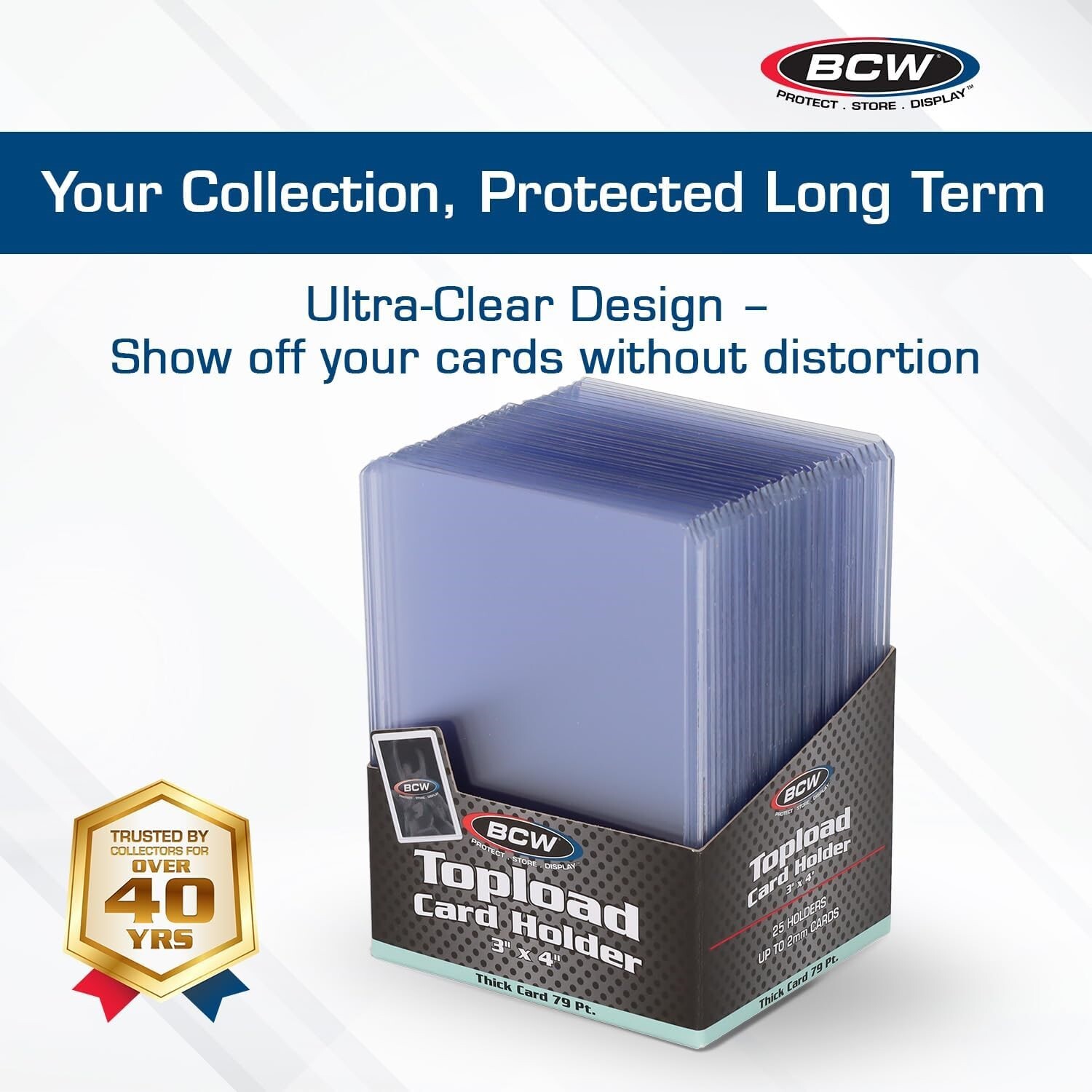 25 BCW Thick Card Topload 79 Pt. Holders 3×4 Quality Rigid PVC Clear Storage NEW