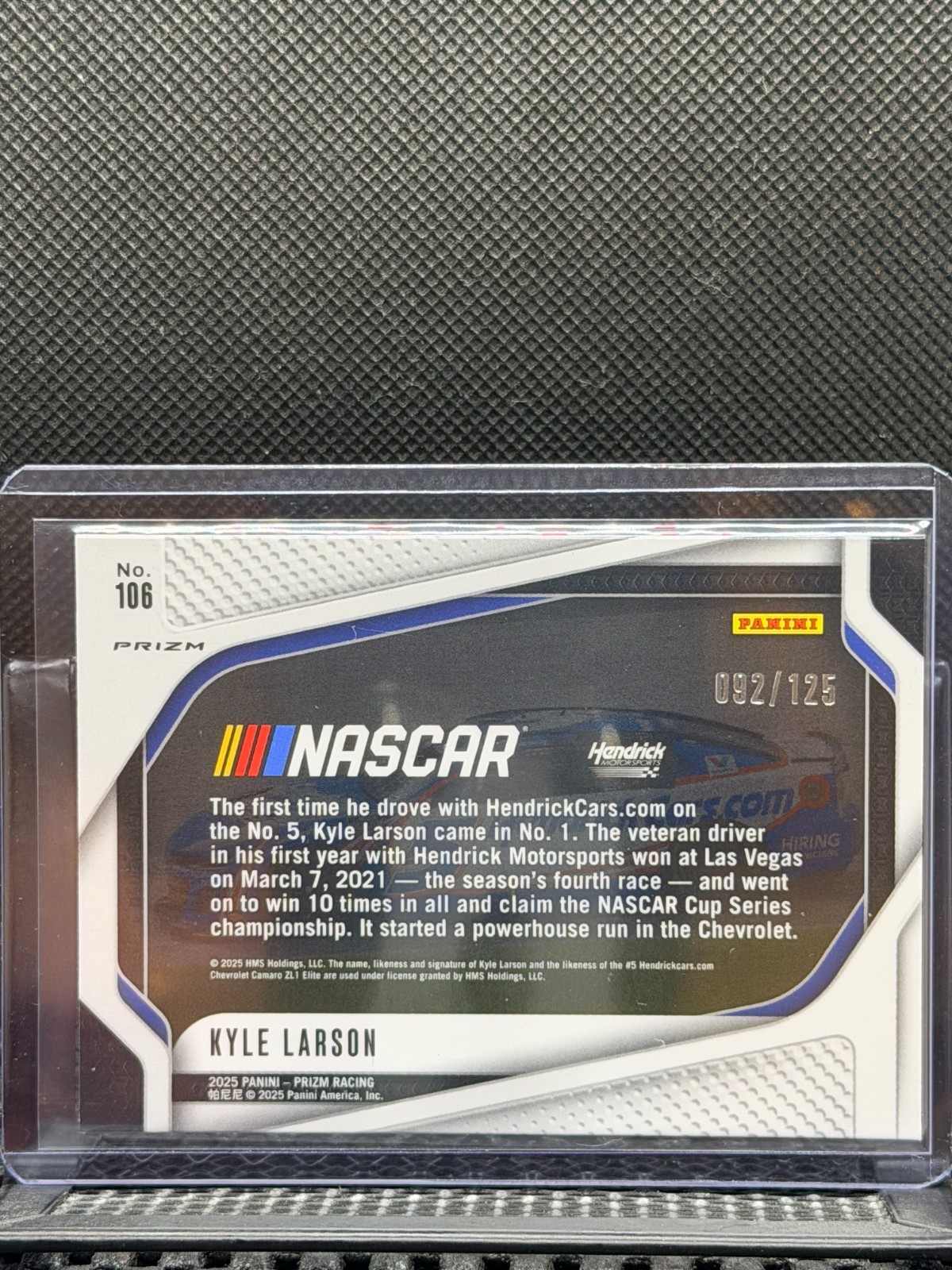 Kyle Larson 2025 Prizm Racing – Orange Wave #92/125 – #106 Rides