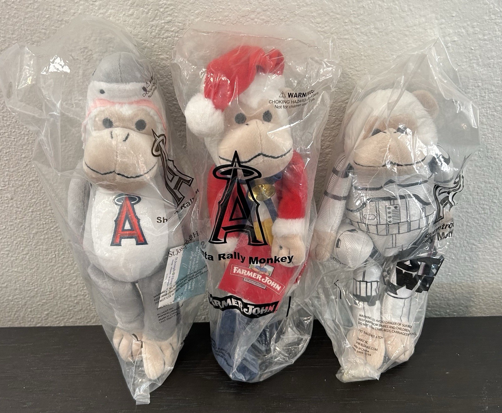 Los Angeles Angels RALLY MONKEY BEANIE LOT of 3 Shark Santa Stormtrooper NEW SGA