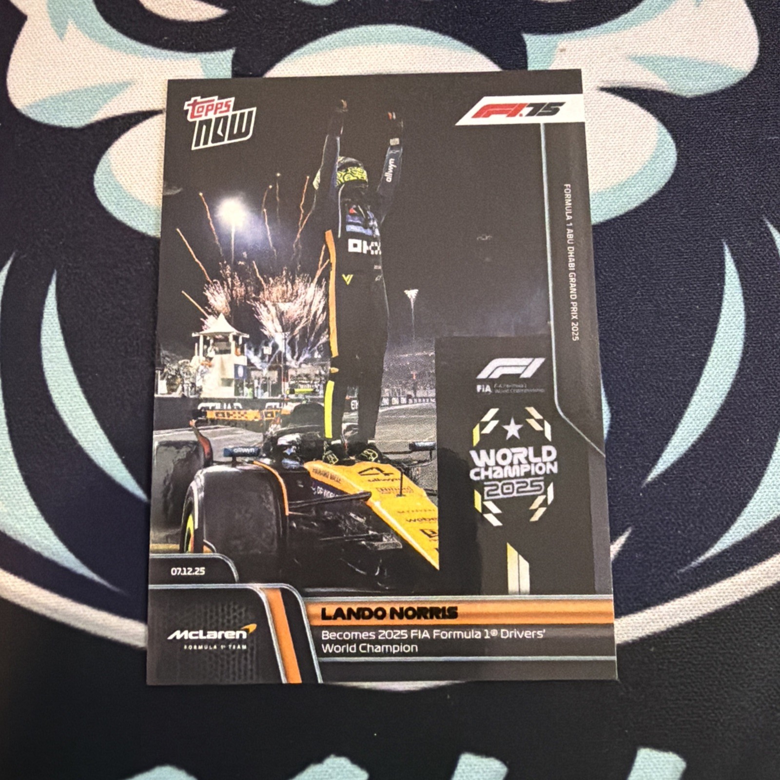 2025 Topps Now Formula 1 F1 Lando Norris Becomes F1 World Champion #086 2025 WDC
