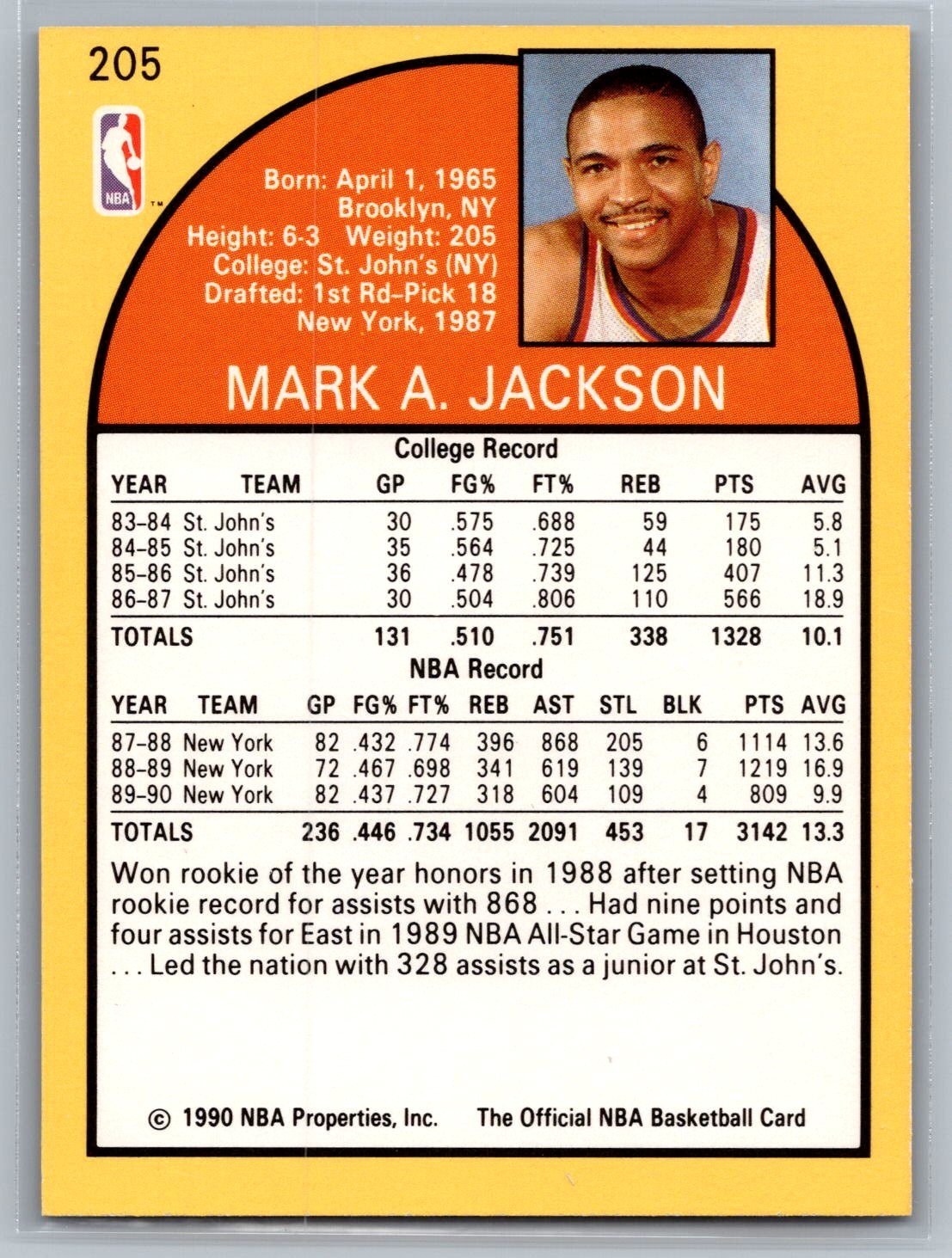 1990-91 NBA Hoops – Mark Jackson, Menendez Brothers Courtside #205 – EX-MT