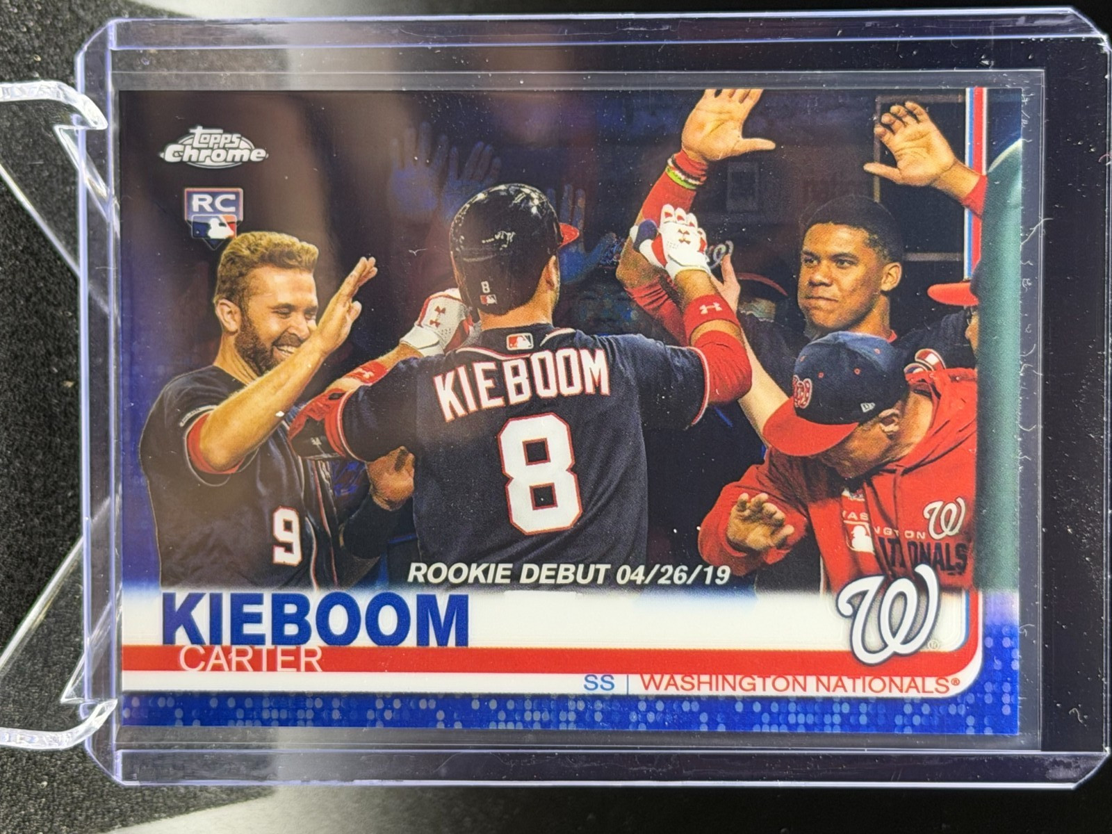 Carter Kieboom 2019 Topps Chrome Blue Refractor #67/150 (RC) – Nationals