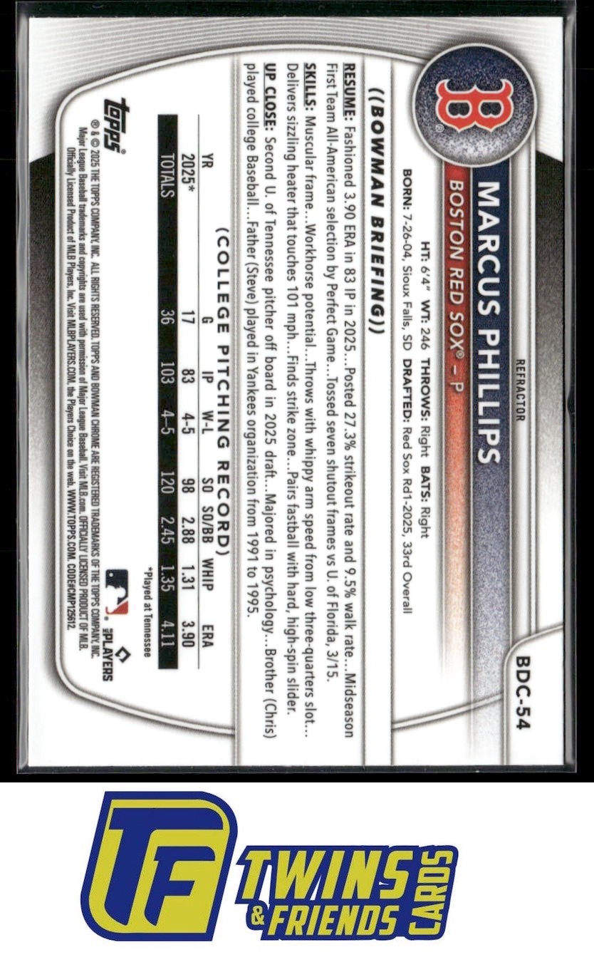 2025 Bowman Draft #BDC-54 Marcus Phillips Chrome Refractor