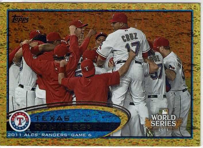 2012 Topps Texas Rangers 2011 World Series Gold Sparkle Team Card No. 217