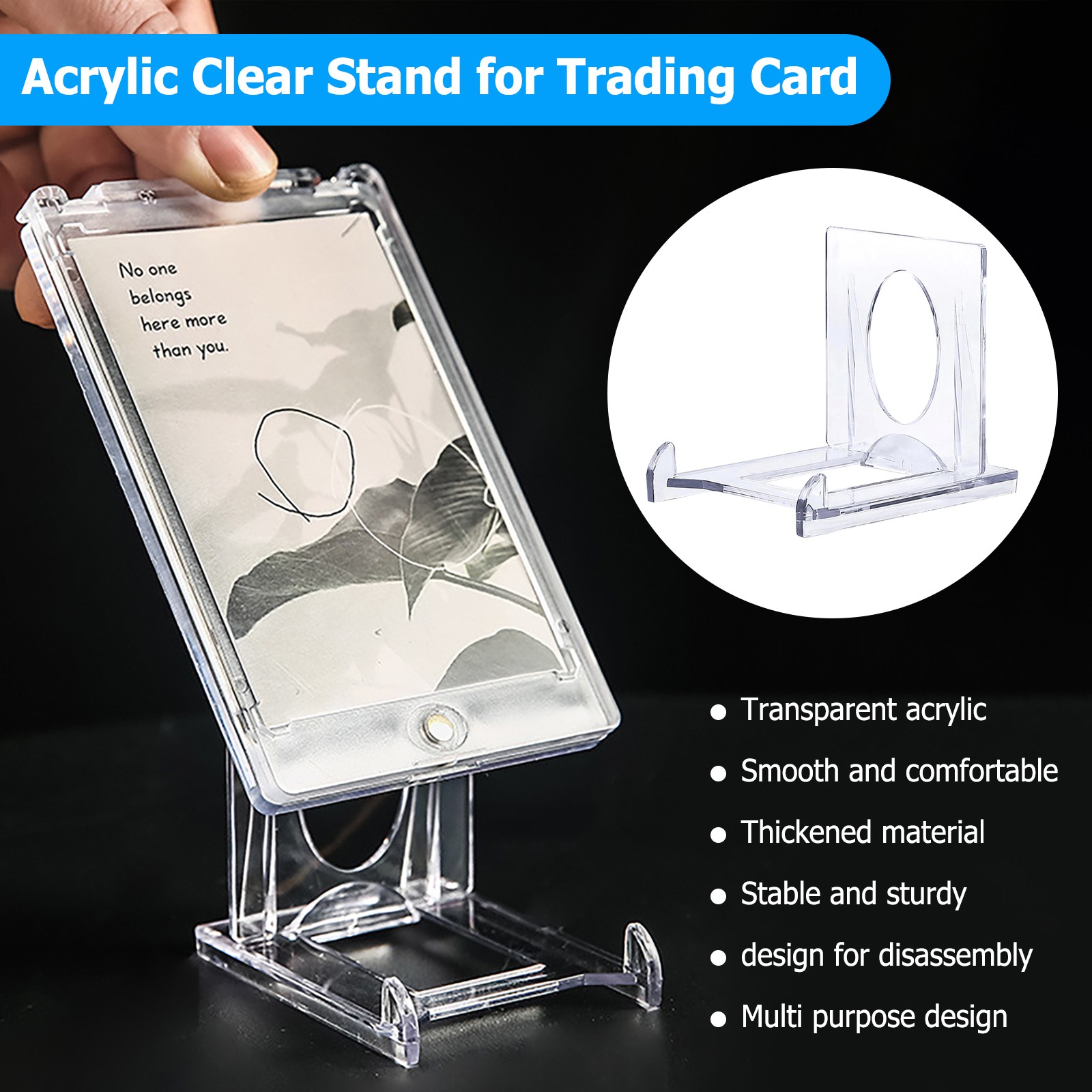 5/10/20 Pcs Two Part Adjustable Clear Acrylic Plastic Card Display Stand Easel