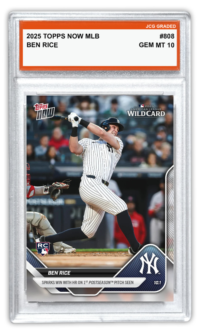 Ben Rice 2025 Topps Now MLB #808 Yankees RC Graded Gem Mint 10