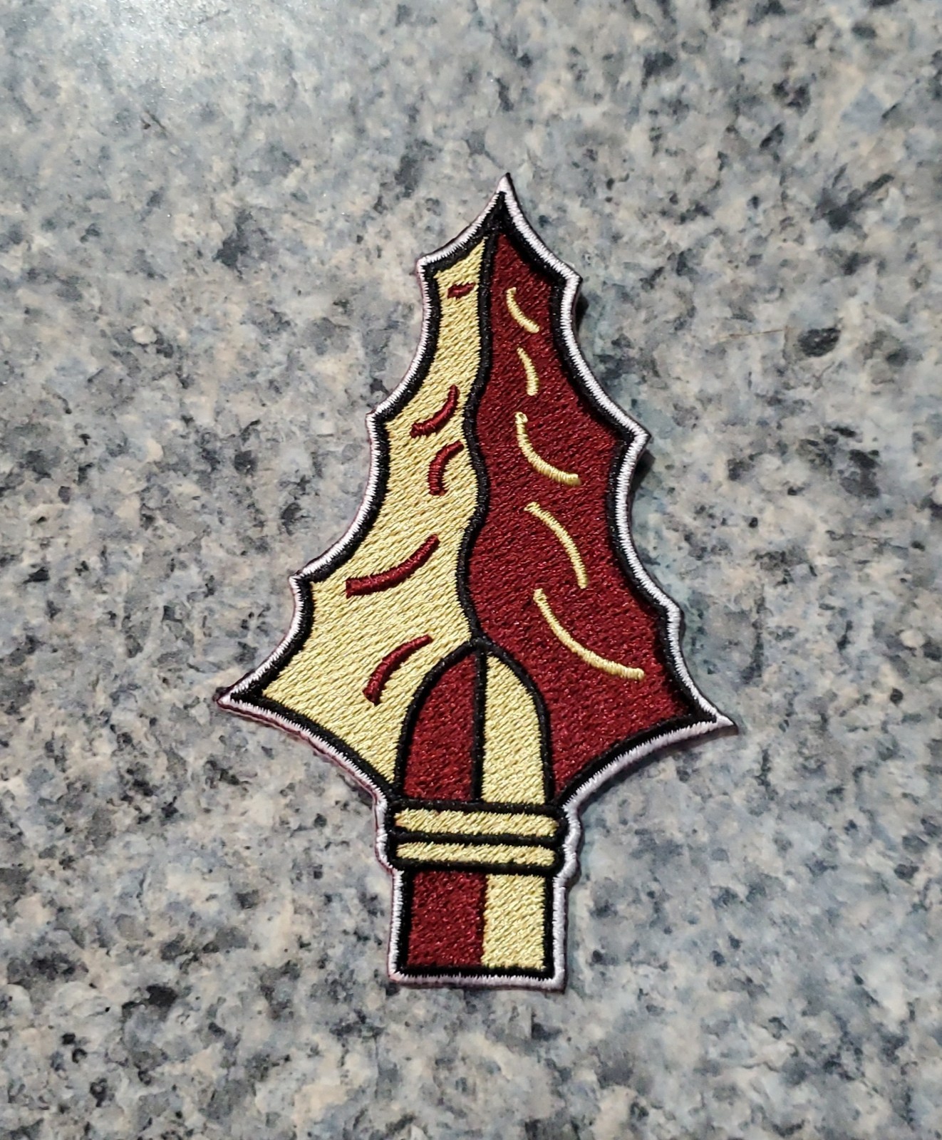 Classic Retro FSU Spear Head Patch. Seminoles. Embroidered. Iron On. 4″