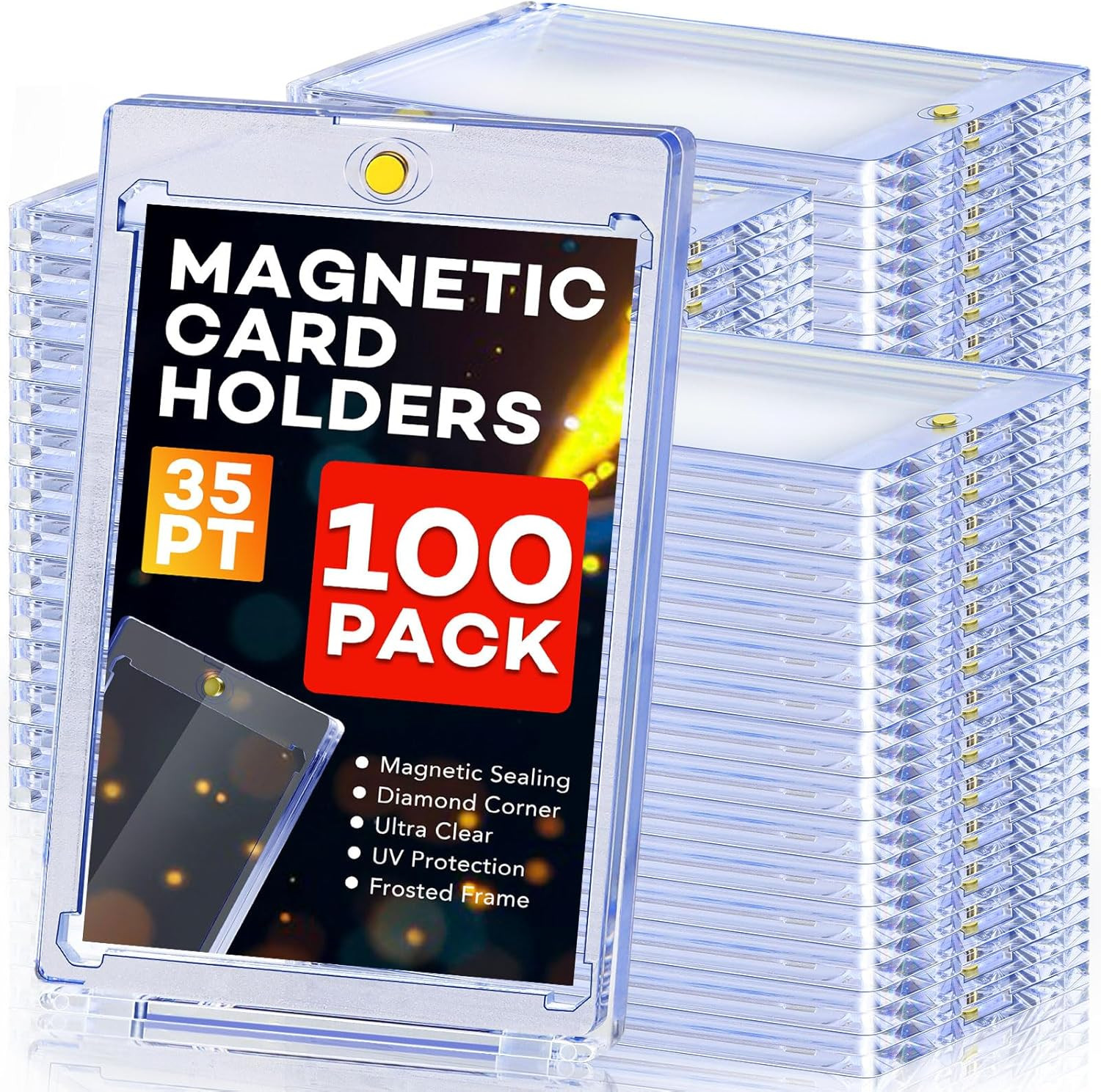 100Ct Magnetic Card Holders, Magnetic 35Pt One Touch Card Holders, U-V Protectio