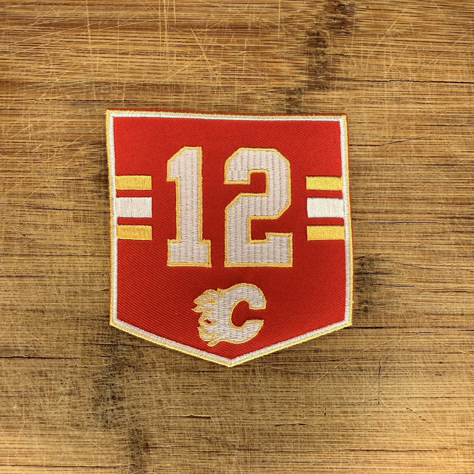 Calgary Flames Jarome Iginla 12 Retirement 3.75×3.5in Embroidered Patch