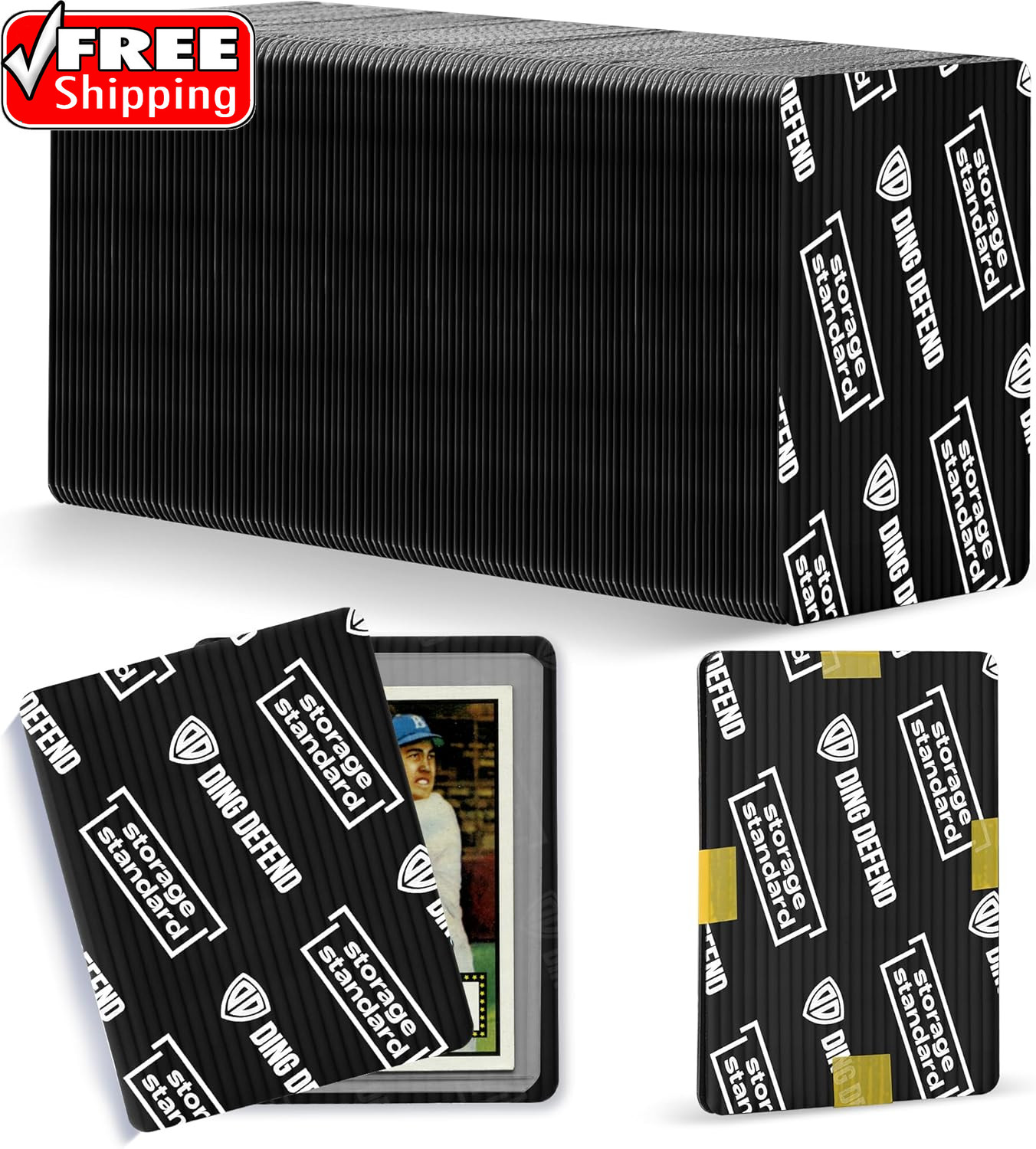 Ding Defend 110-Pack Trading Card Protector Shipping – 3.5 X 4.5 Inch Black Hobb