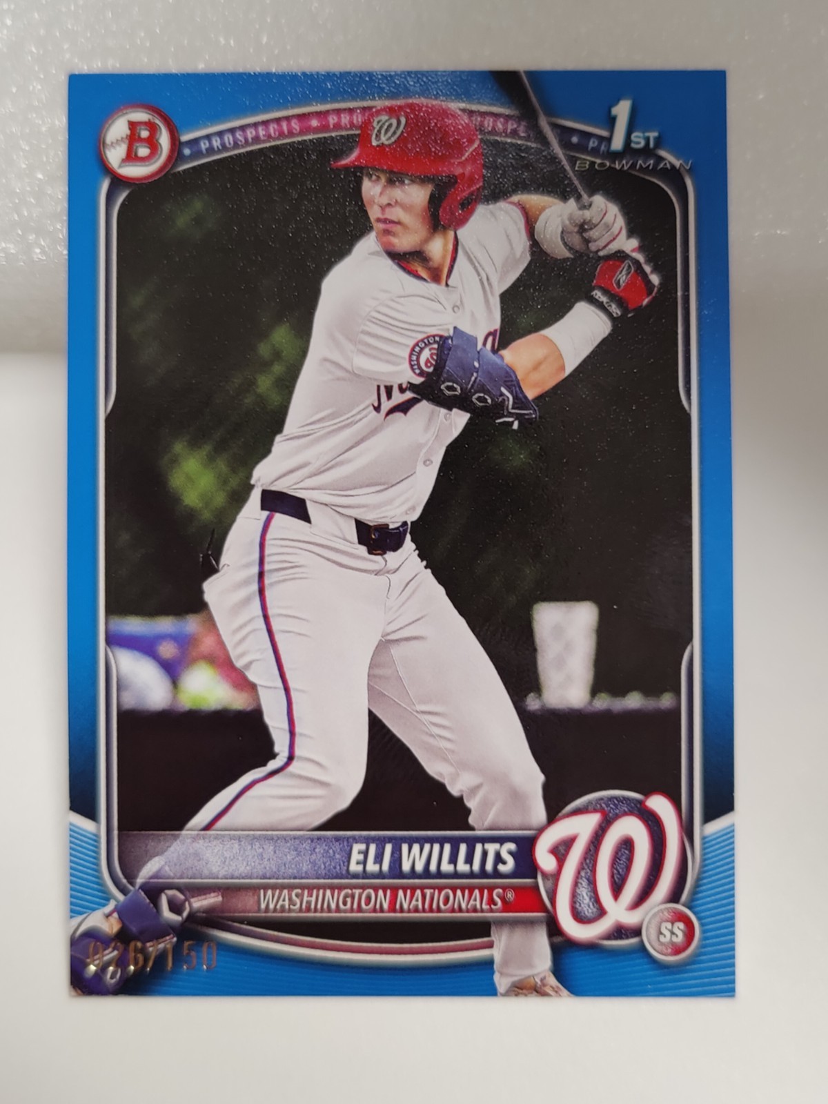 2025 BOWMAN DRAFT ELI WILLITS BD-1 BLUE BORDER 026/150 RC WASHINGTON NATIONALS